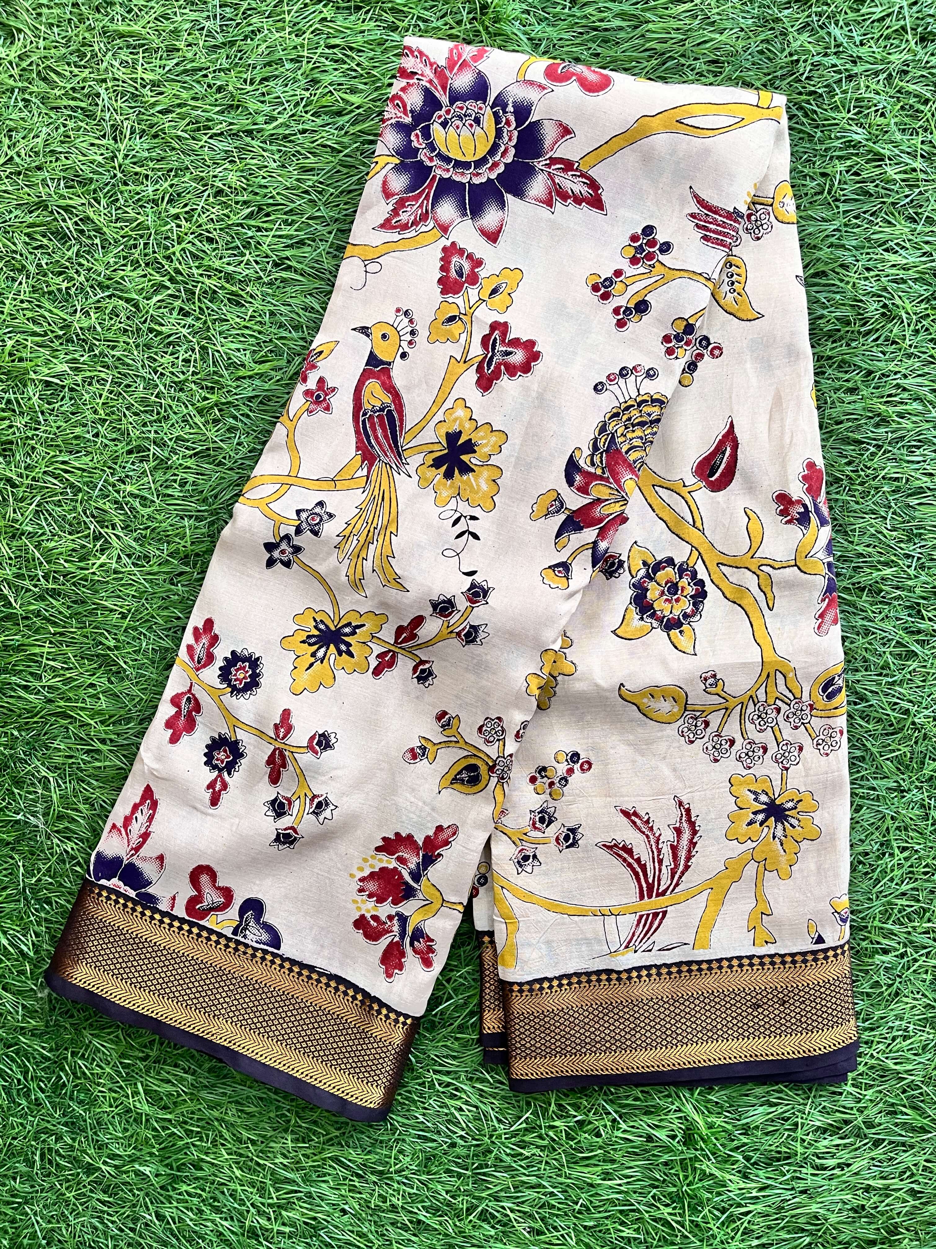 Kalamkari Chennuri Silk Nizam Border Saree-KNB-SP-M207