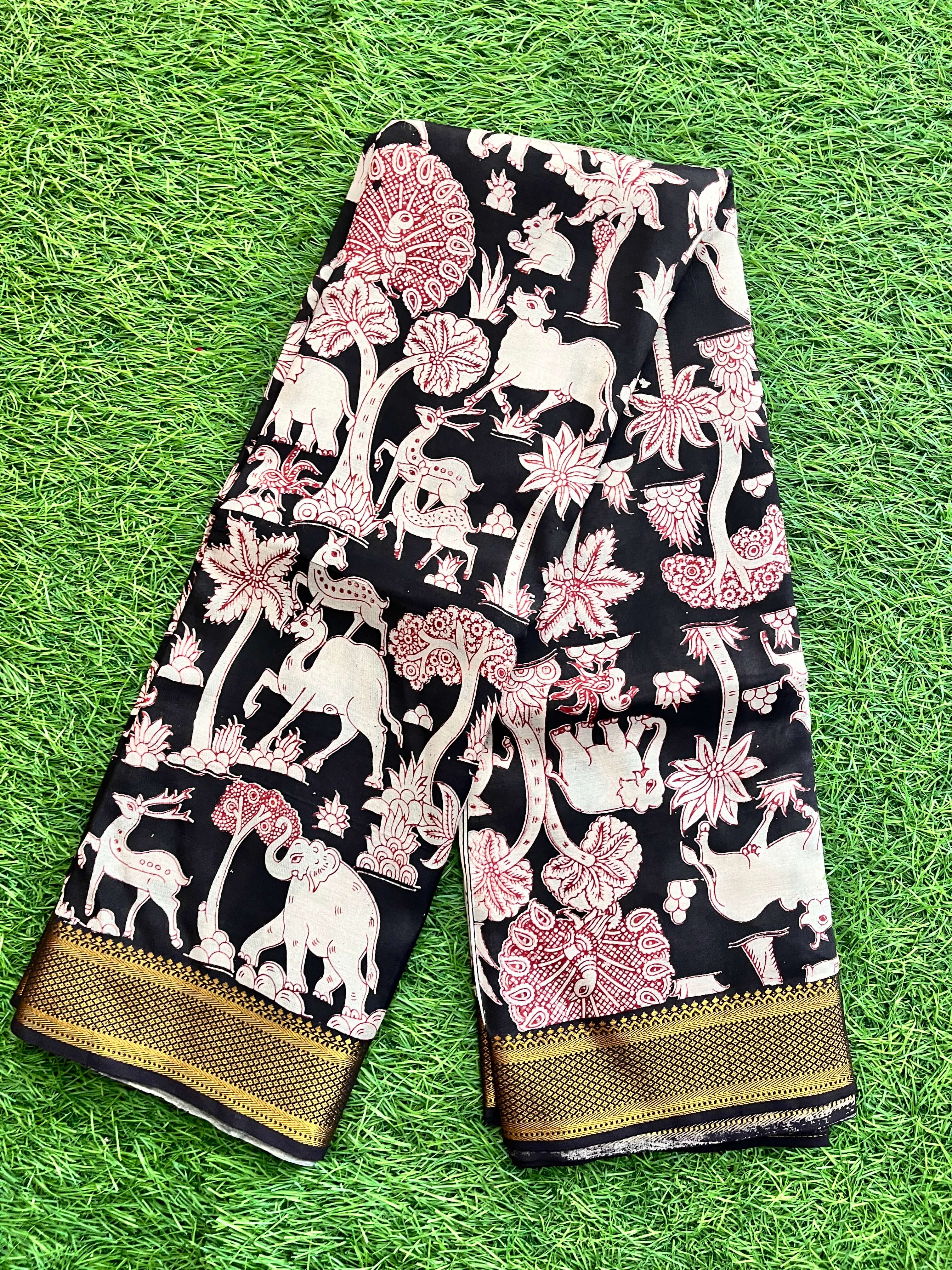 Kalamkari Chennuri Silk Nizam Border Saree-KNB-SP-M209