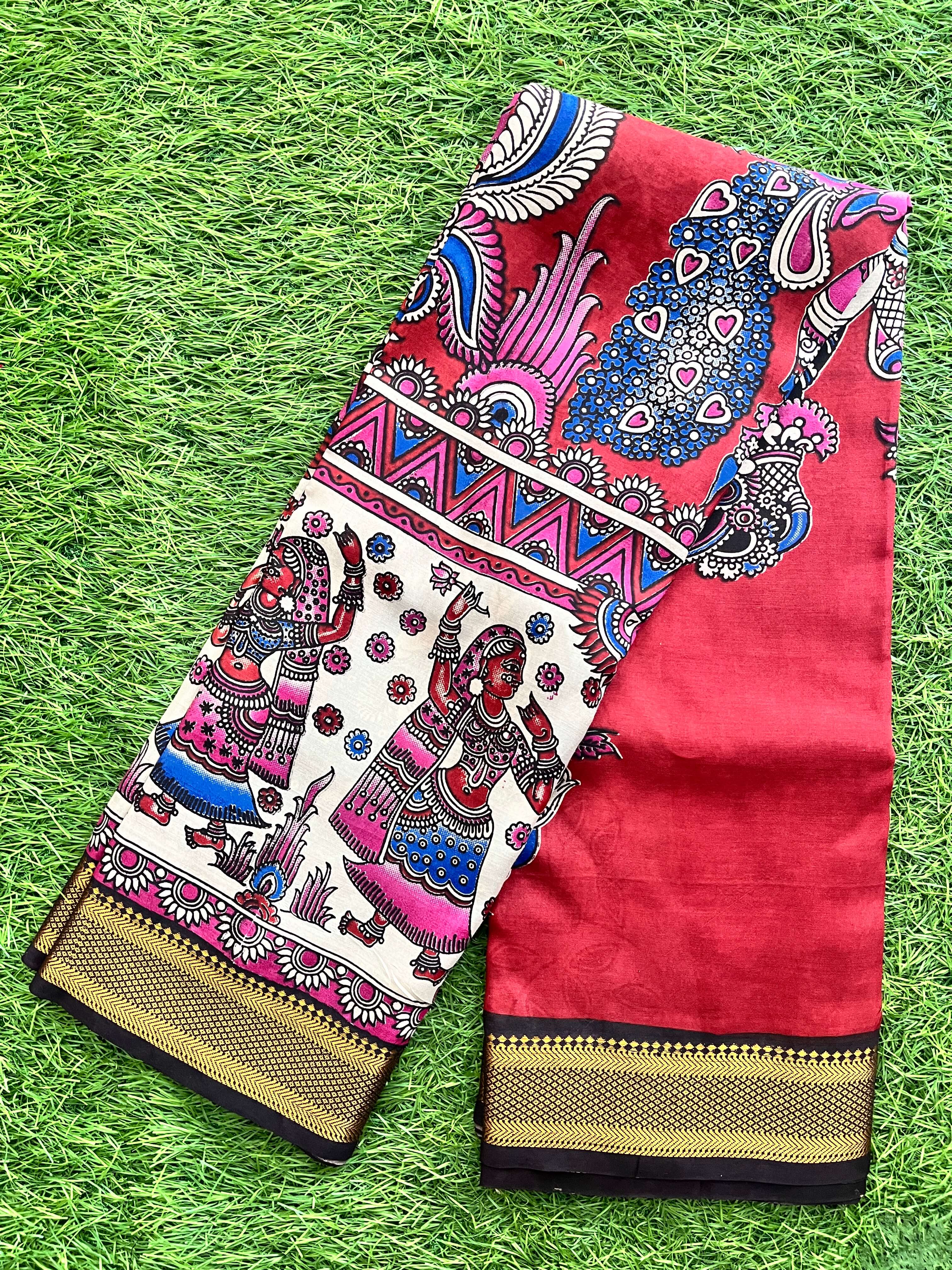 Kalamkari Chennuri Silk Nizam Border Saree-KNB-SP-M213