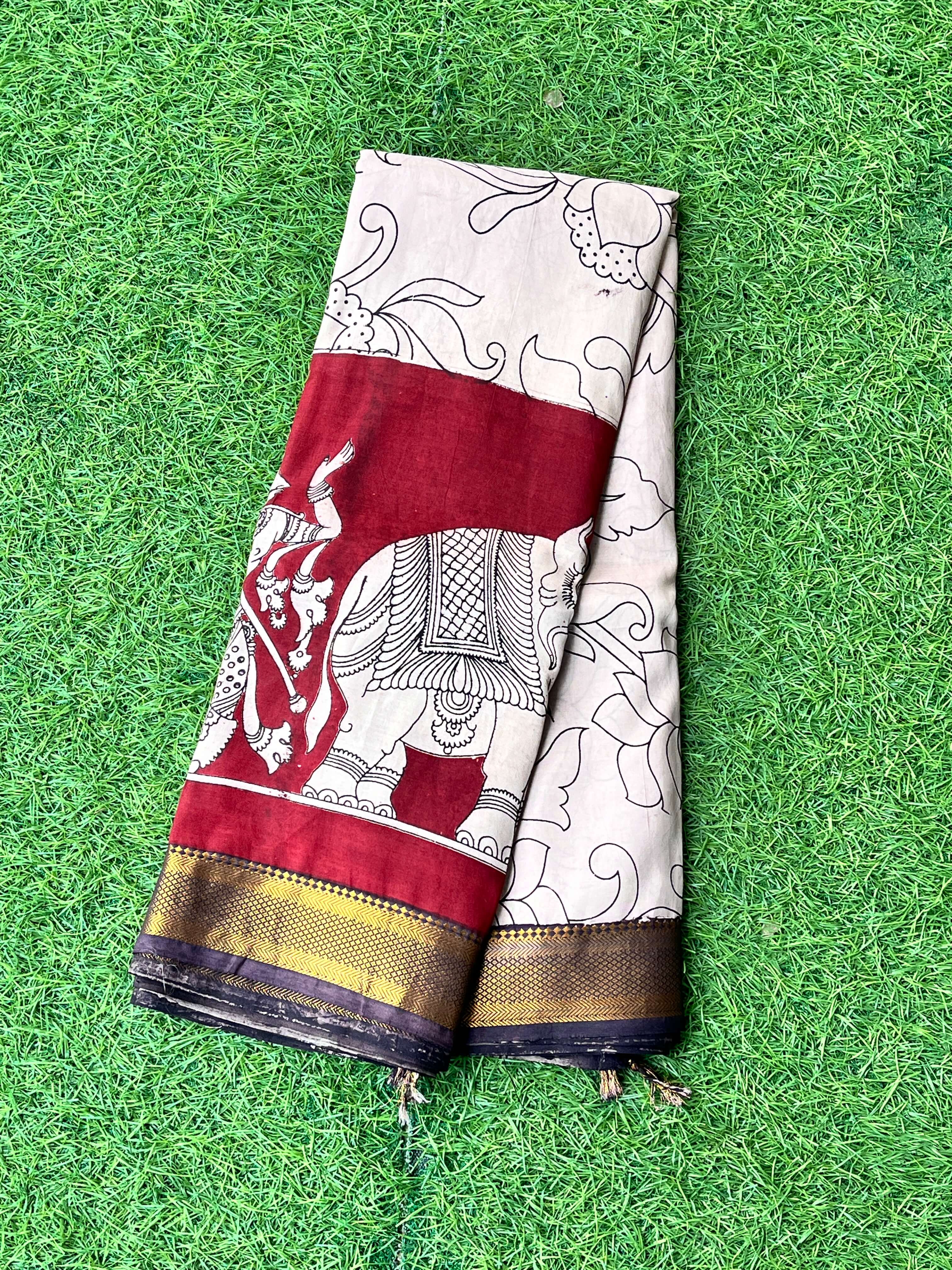 Kalamkari Chennuri Silk Nizam Border Saree-KNB-SP-M251