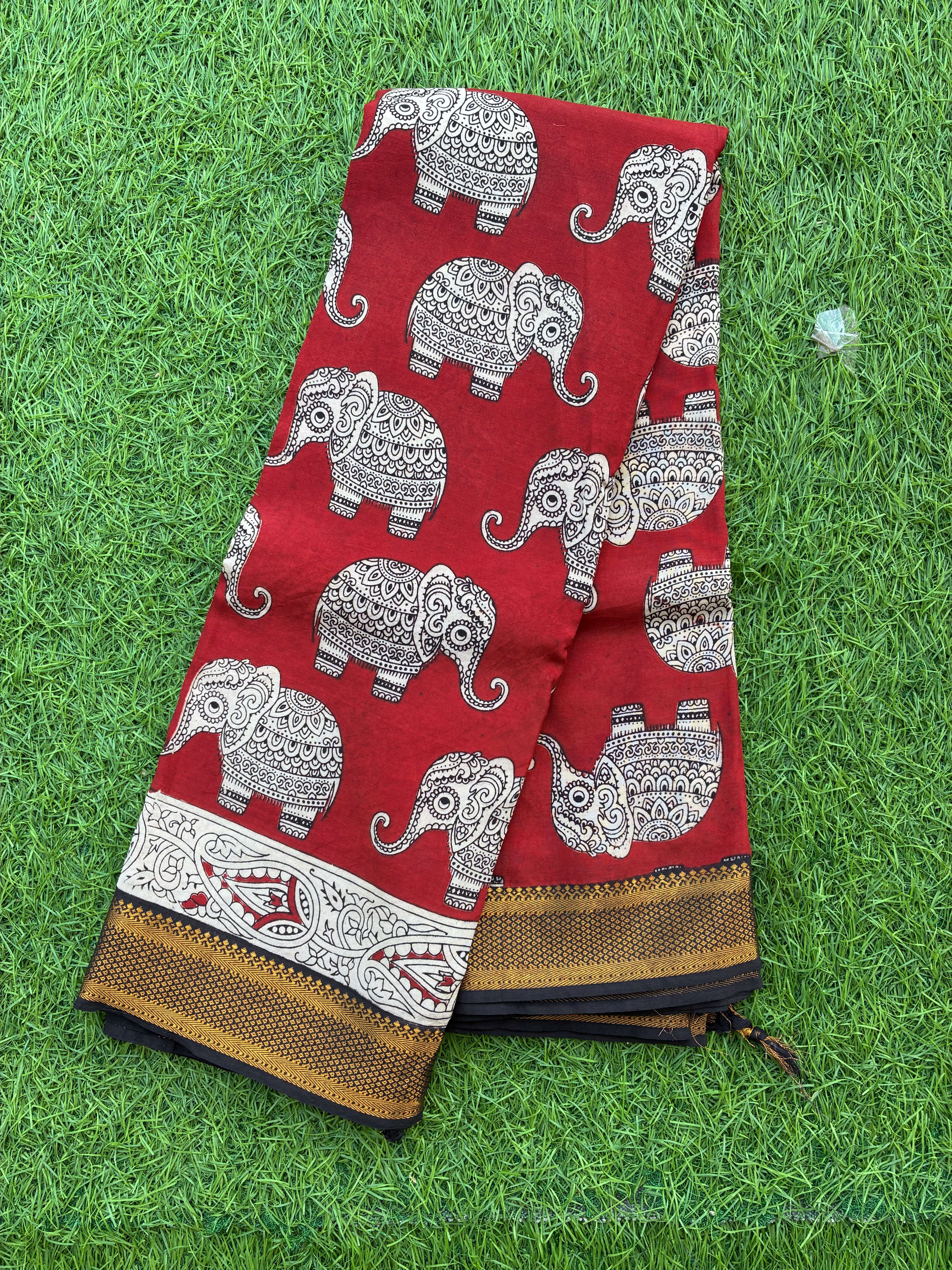 Kalamkari Chennuri Silk Nizam Border Saree-KNB-SP-M260