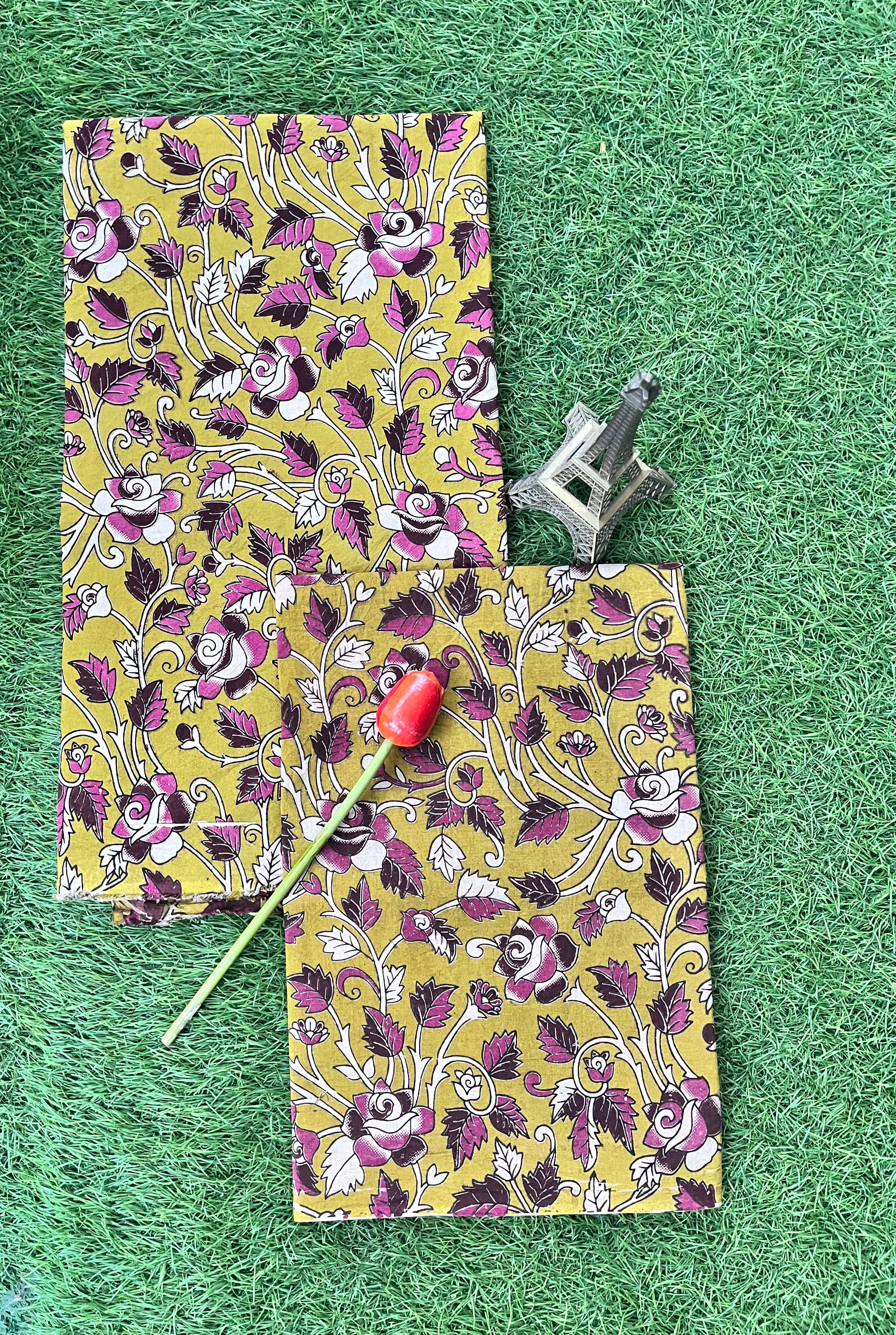 Kalamkari Cotton 2-Piece Dress Set – Top & Dupatta- KSP-DSC-M071