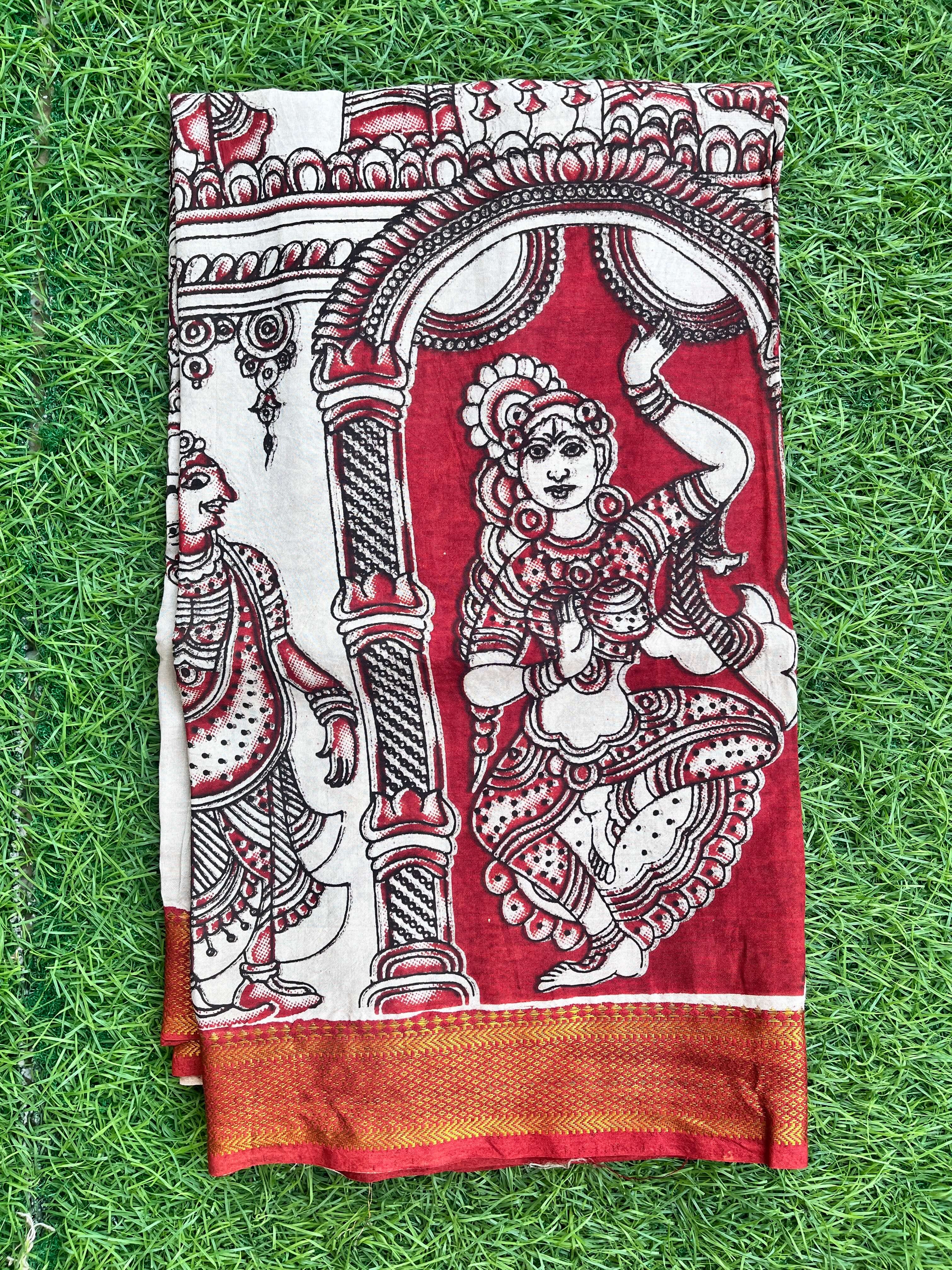 Nizam Border Kalamkari Dupatta- NBKHBD-N-M150