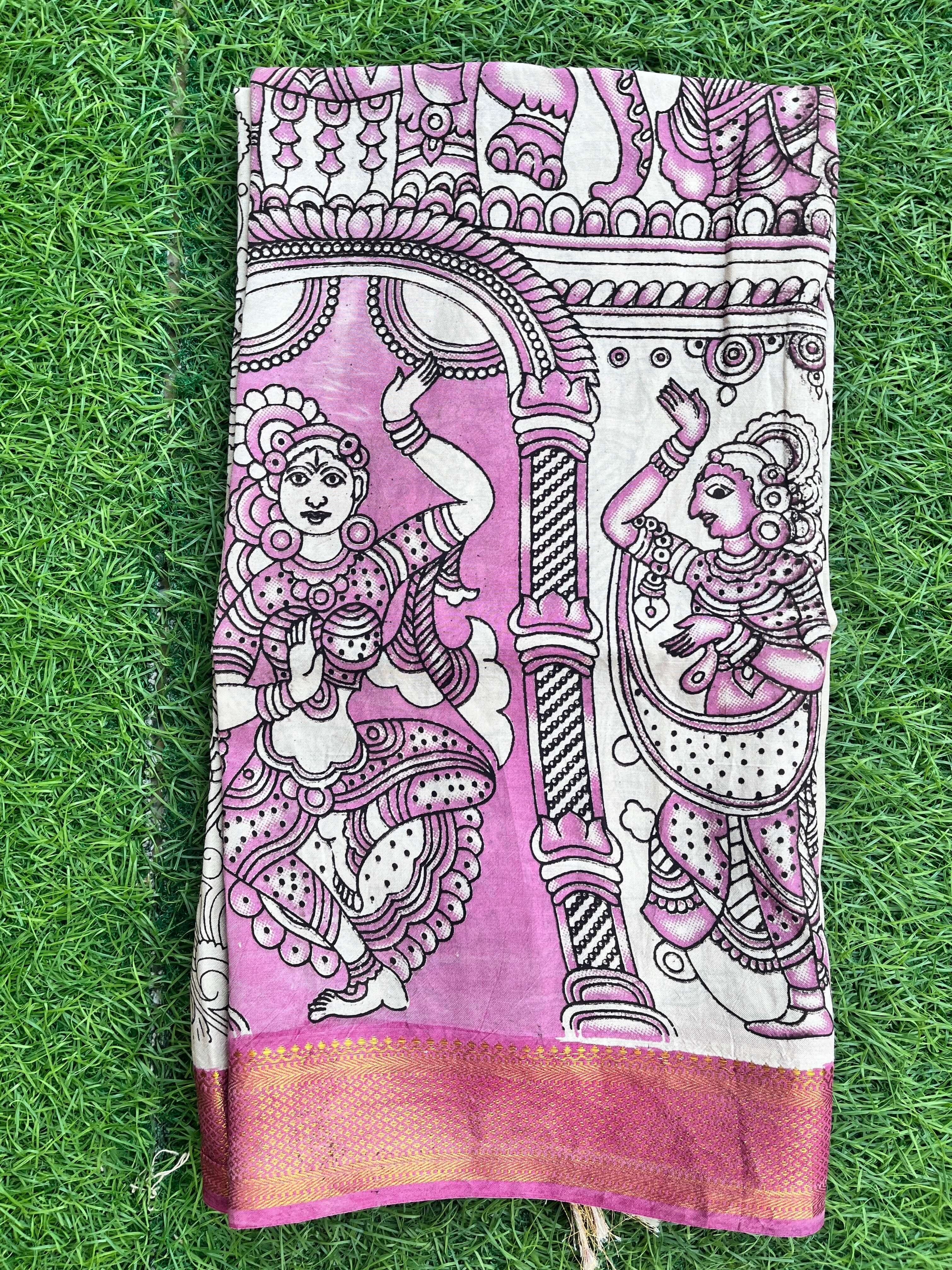 Nizam Border Kalamkari Dupatta- NBKHBD-N-M155