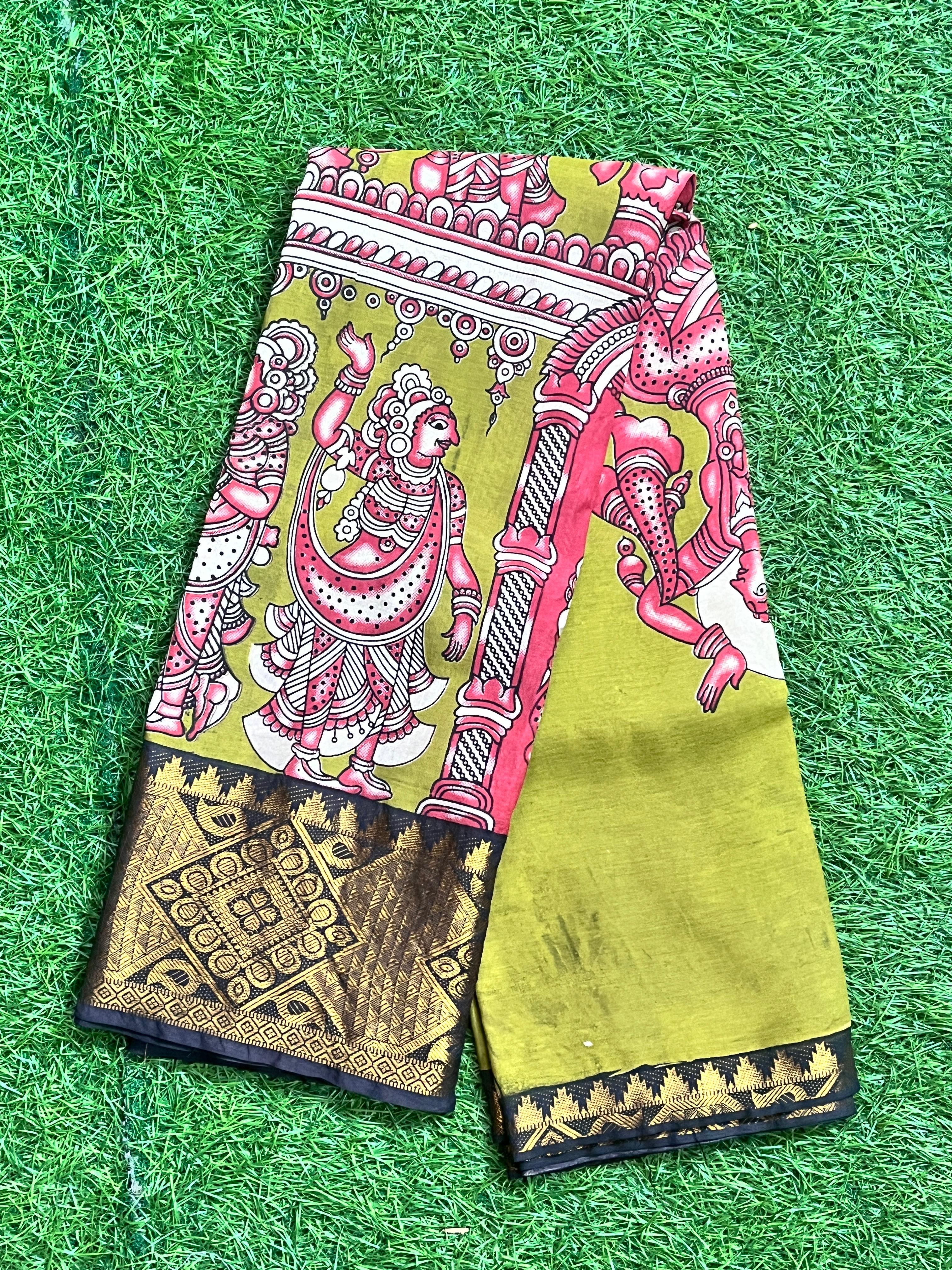 Kalamkari Chennuri Silk Kanchi Border Saree-KKB-SP-M181