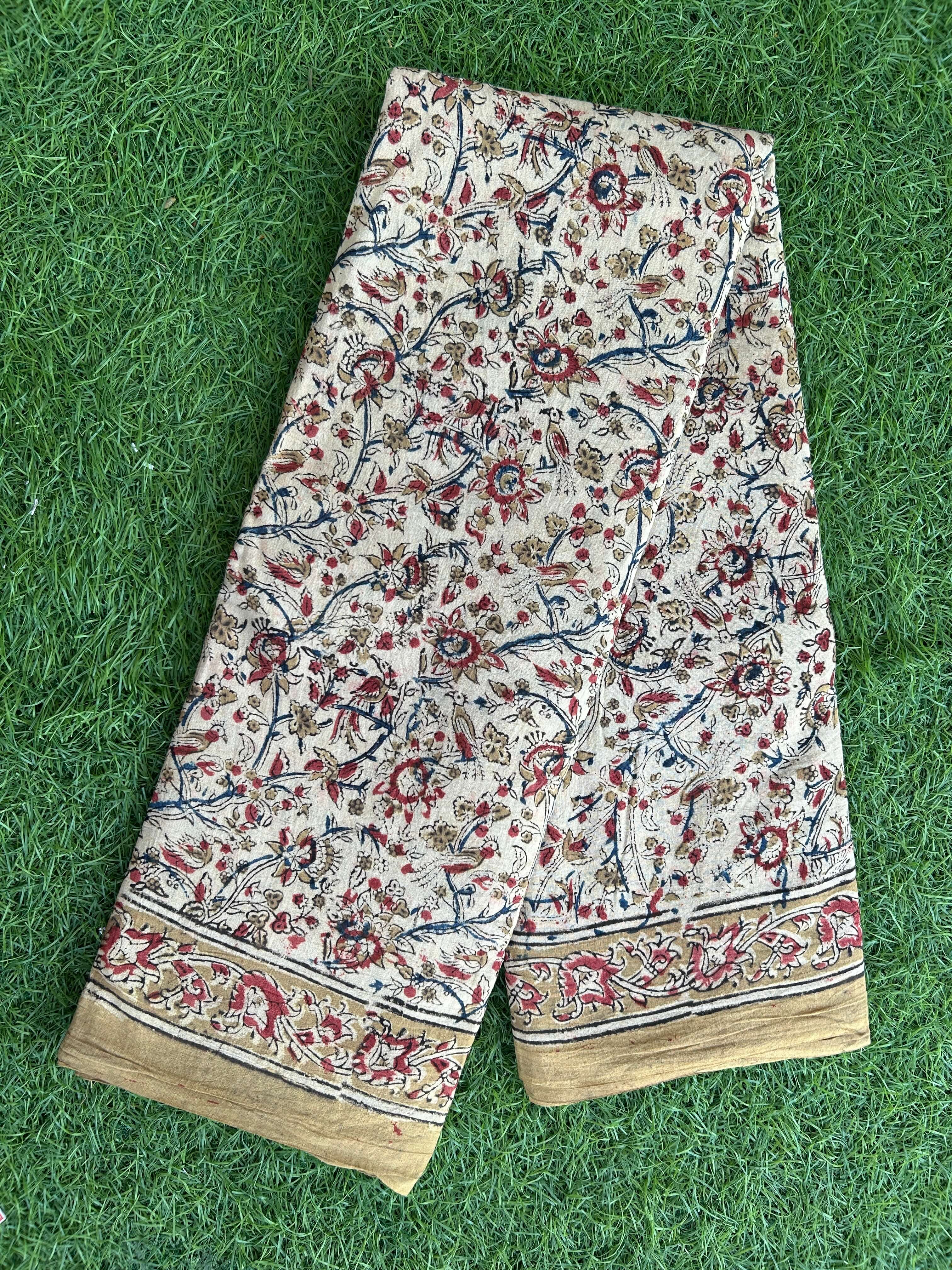 Hand Block Printed Kalamkari Saree KCH-M116