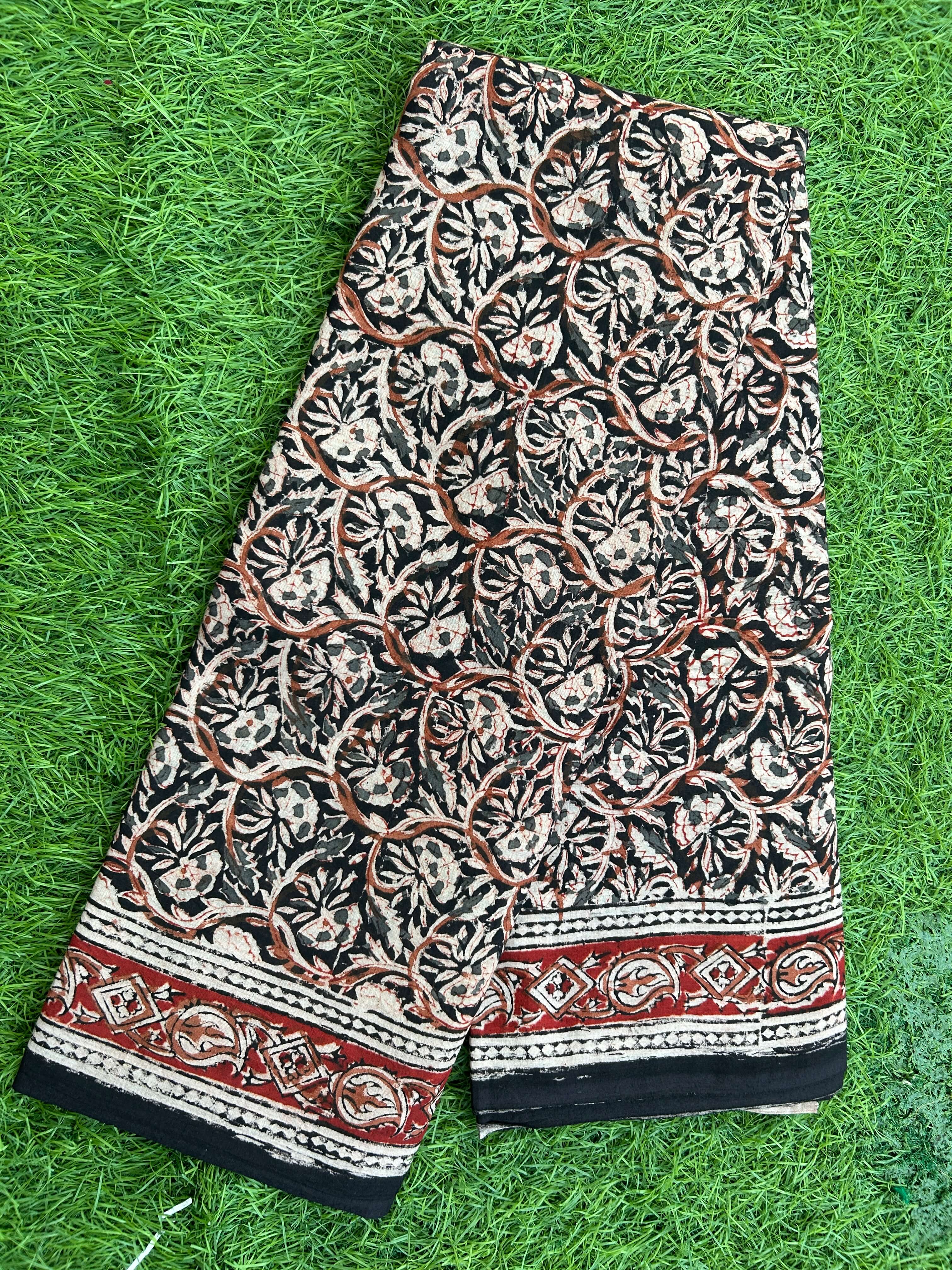 Hand Block Printed Kalamkari Saree KCH-M119