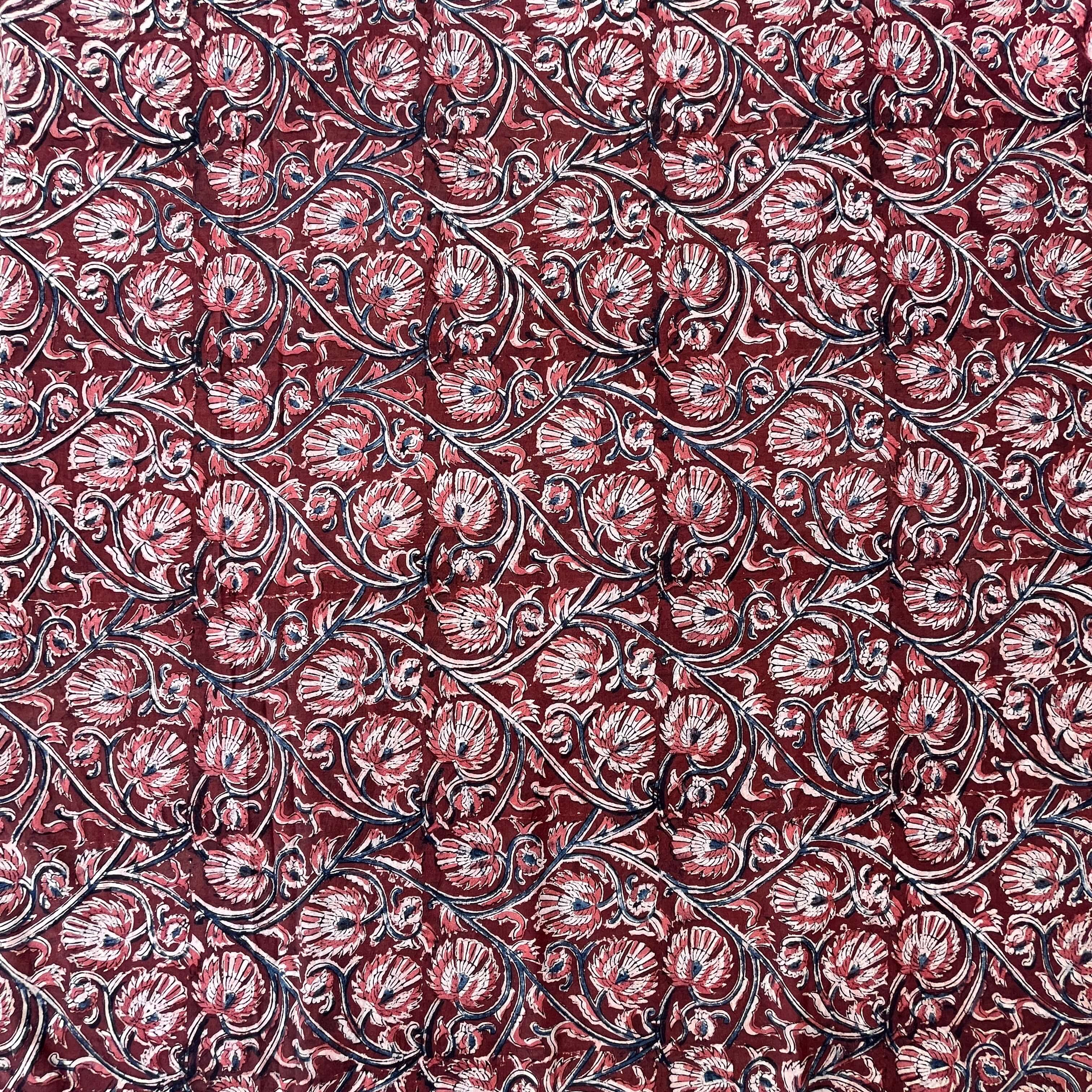 Kalamkari Block Printed Cotton Fabric - HBP-B010