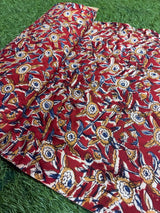 Kalamkari Block Printed Chennuri Silk Fabric - HBPS-B001