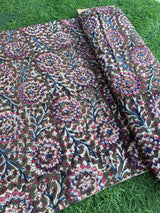 Kalamkari Block Printed Chennuri Silk Fabric - HBPS-B003
