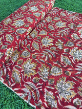 Kalamkari Block Printed Chennuri Silk Fabric - HBPS-B009