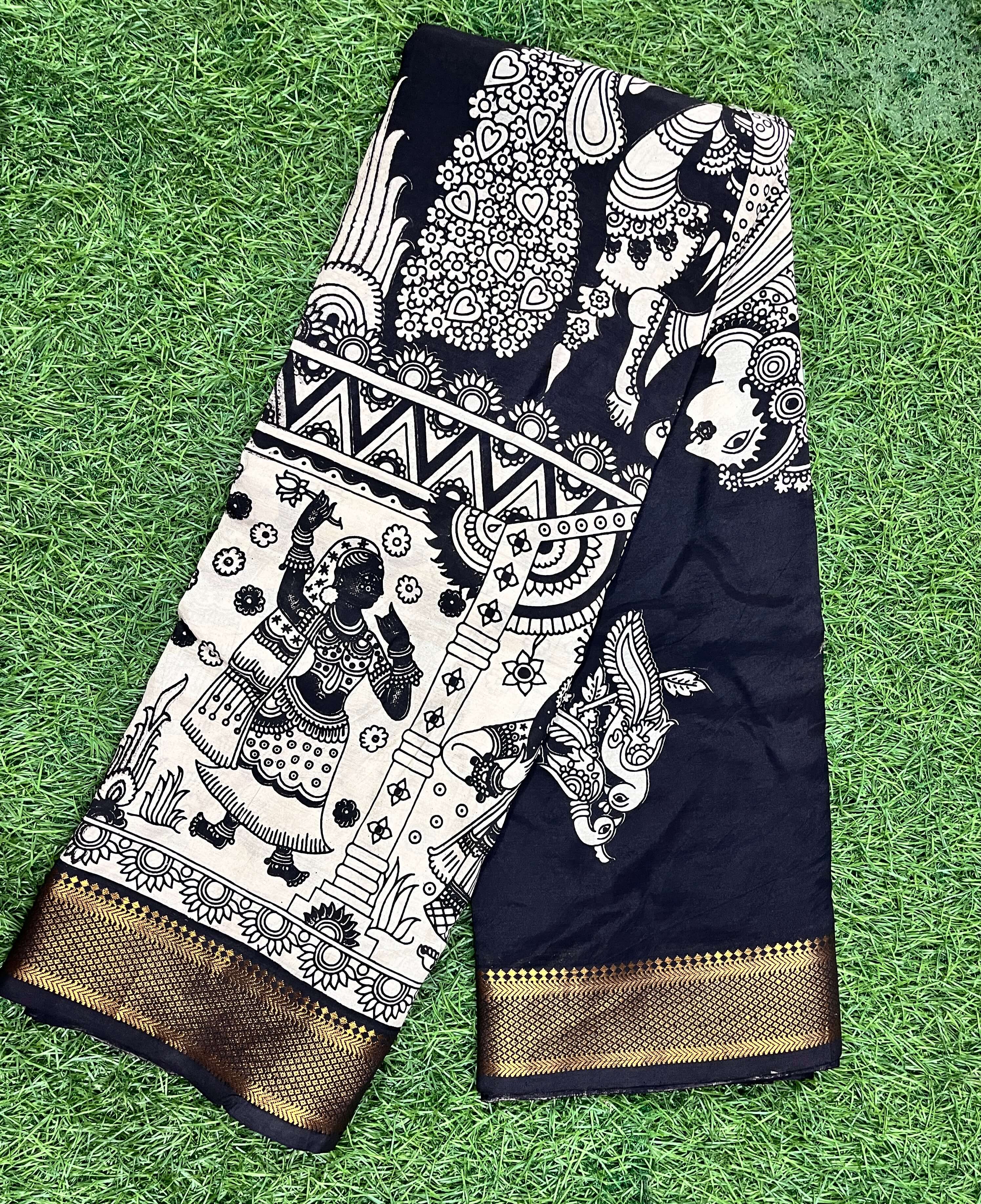 Kalamkari Chennuri Silk Nizam Border  Saree-KNB-SP-M232