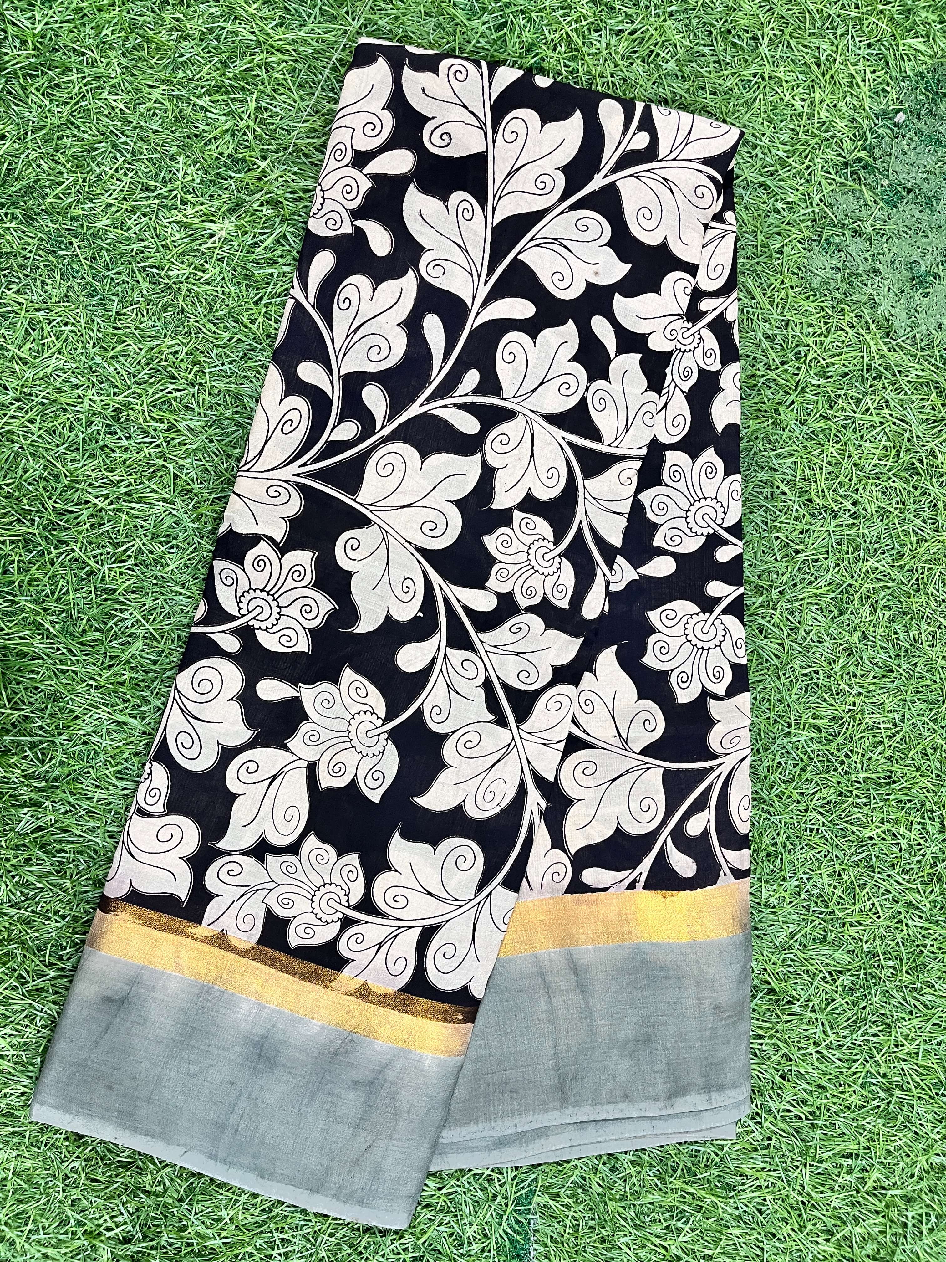 Kalamkari Chennuri Silk Kaddi Border Saree KSS-KBD-062