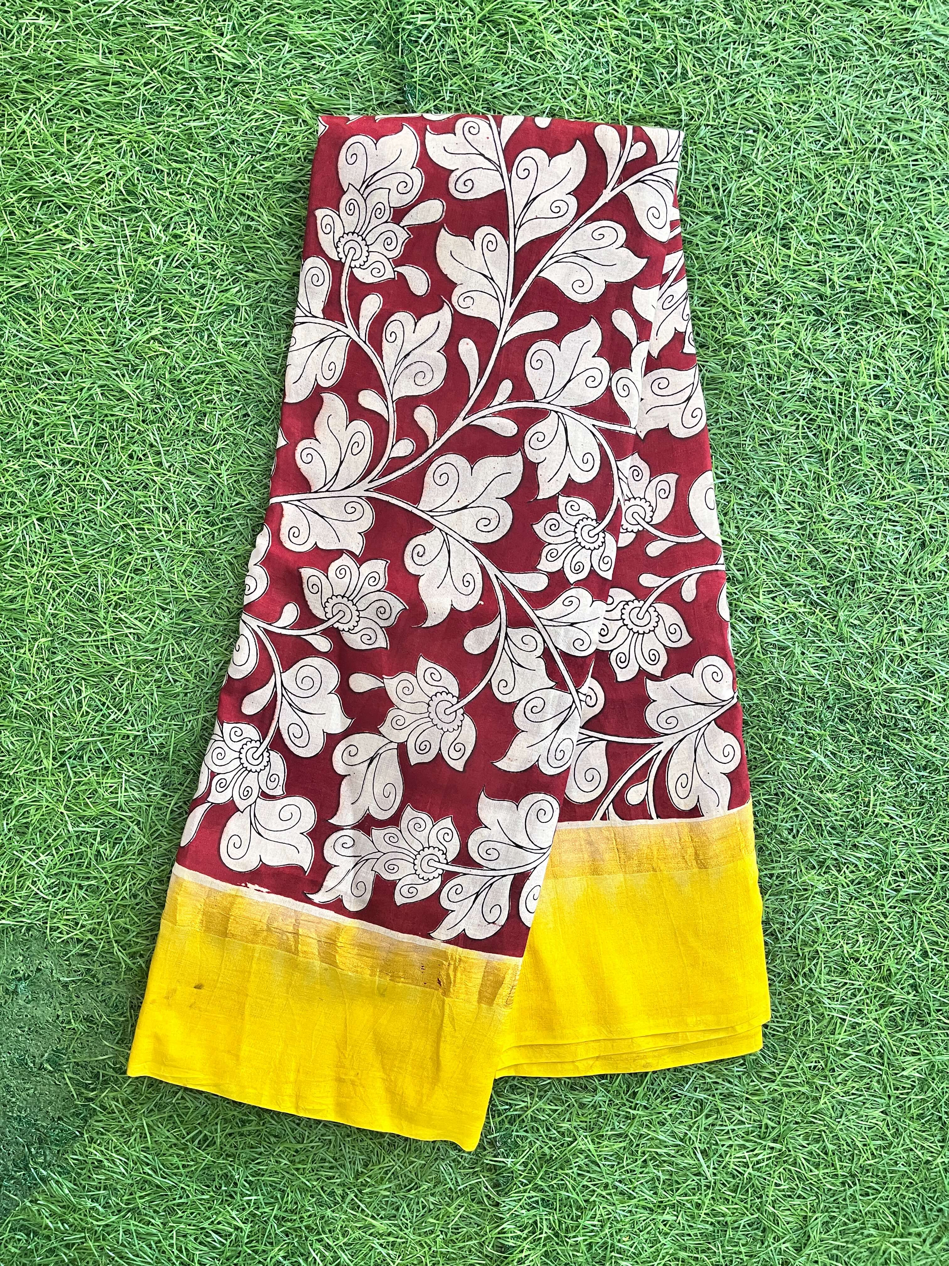 Kalamkari Chennuri Silk Kaddi Border Saree KSS-KBD-066