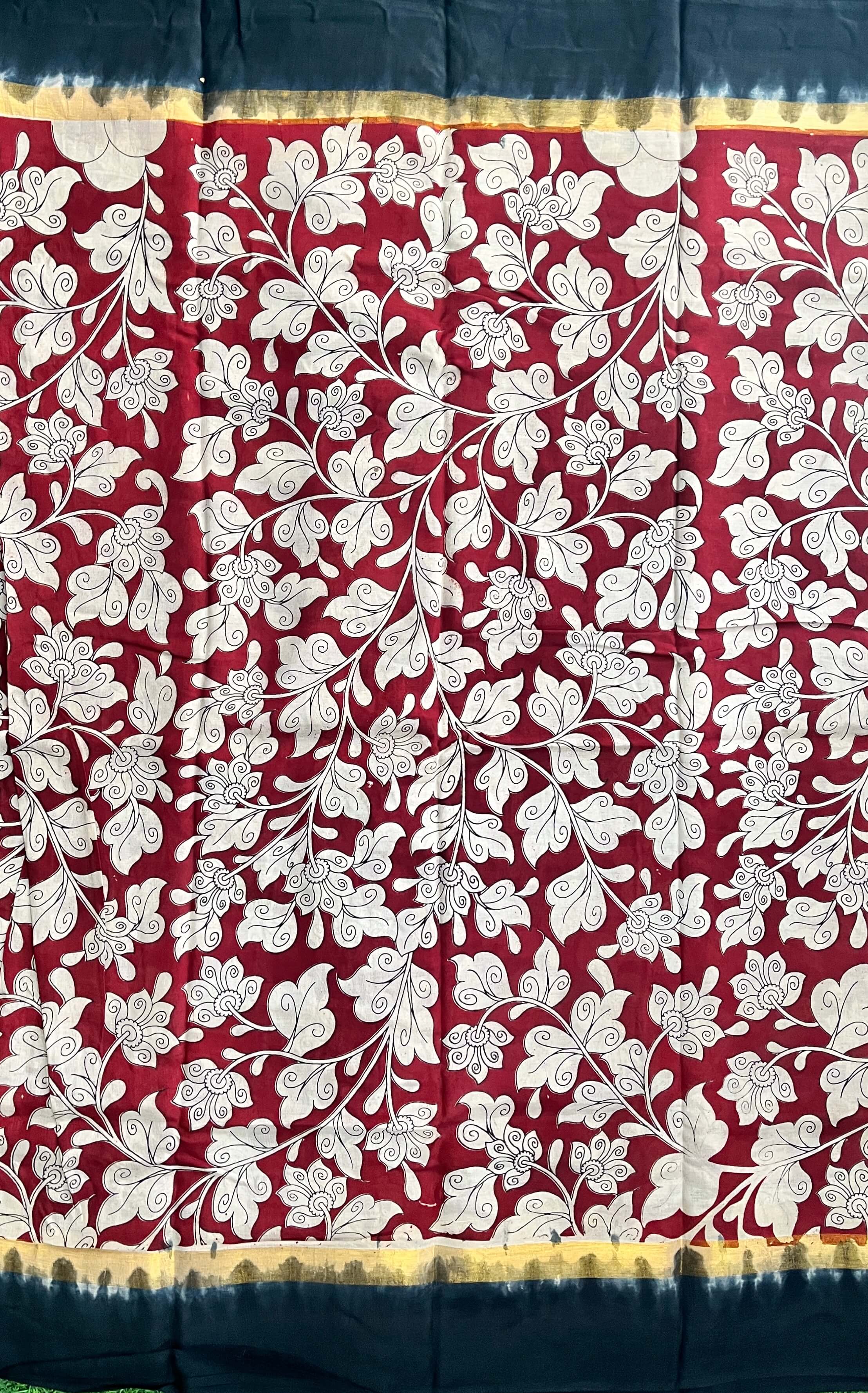 Kalamkari Chennuri Silk Kaddi Border Saree KSS-KBD-069