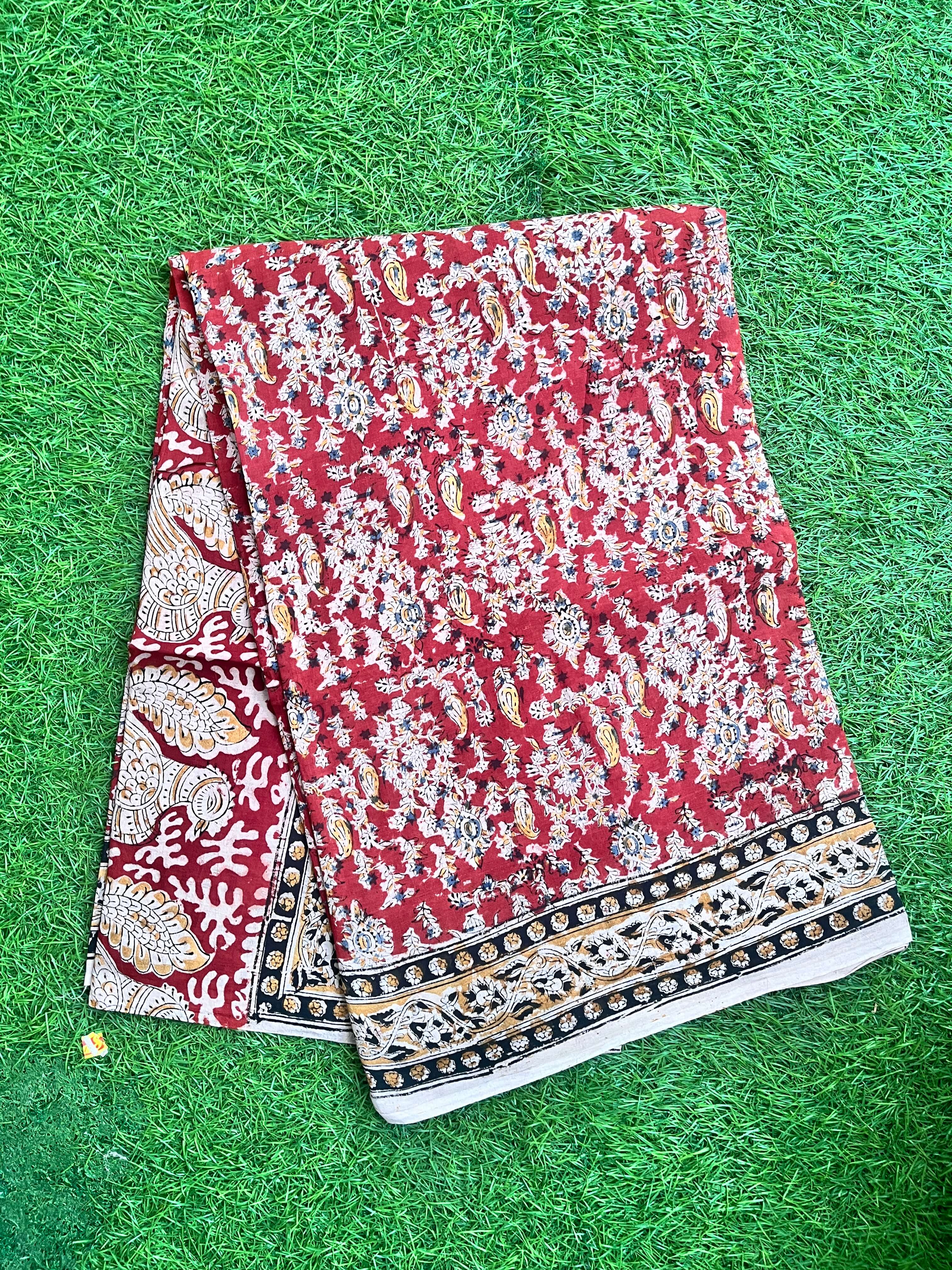 Kalamkari Cotton Handblock Printed Saree-CLRS-HPC-M093