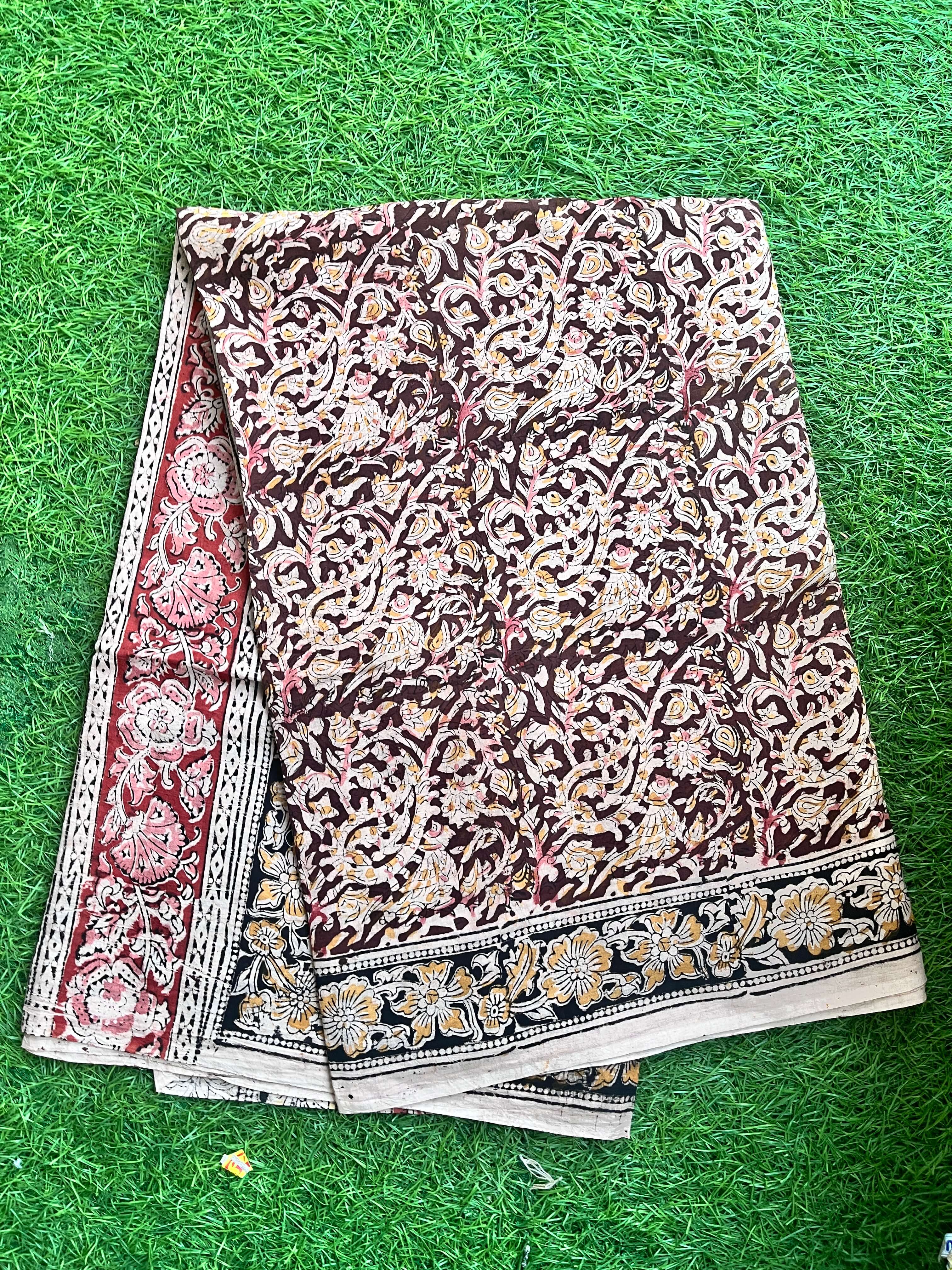 Kalamkari Cotton Handblock Printed Saree-CLRS-HPC-M096