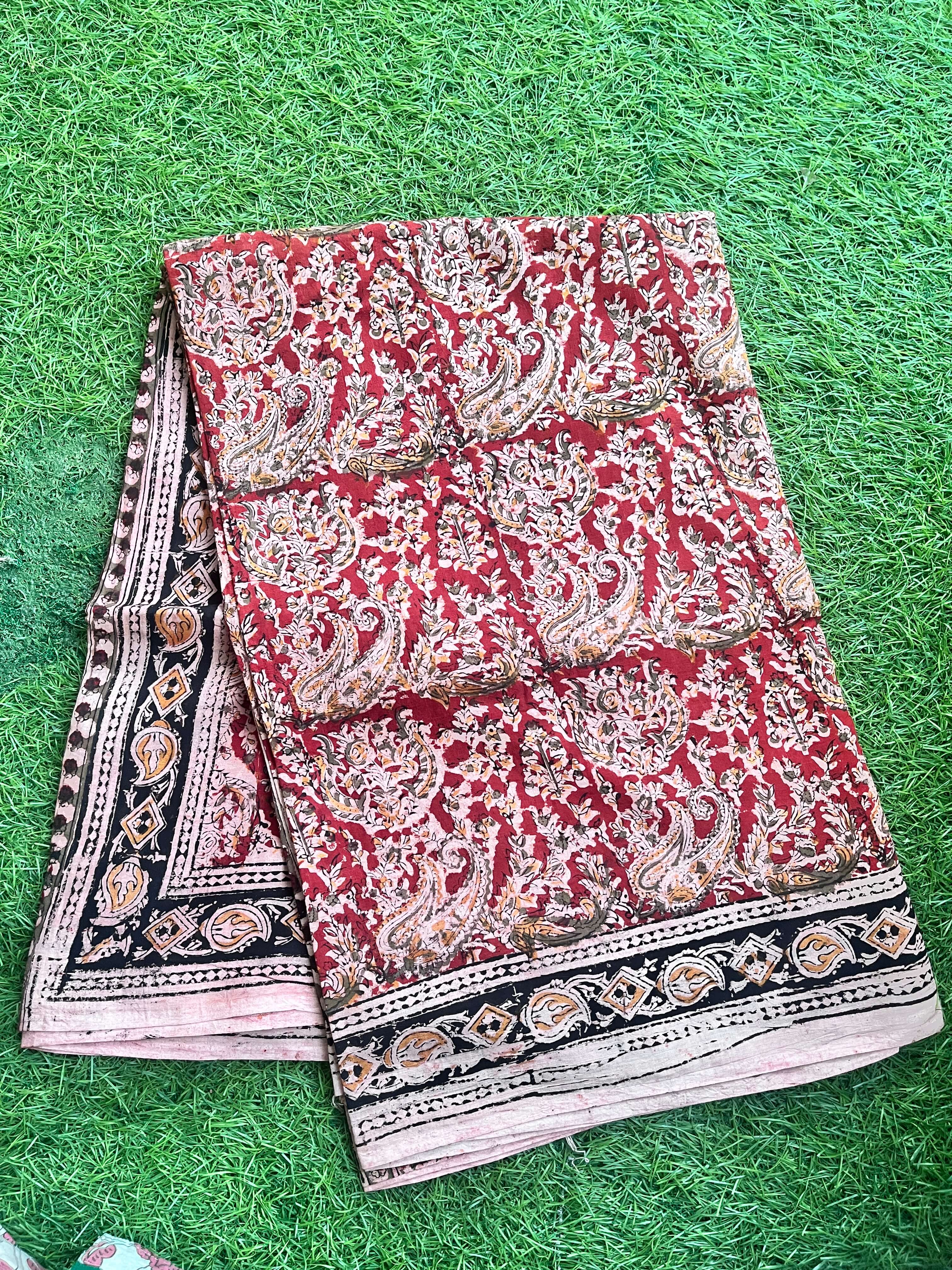 Kalamkari Cotton Handblock Printed Saree-CLRS-HPC-M099