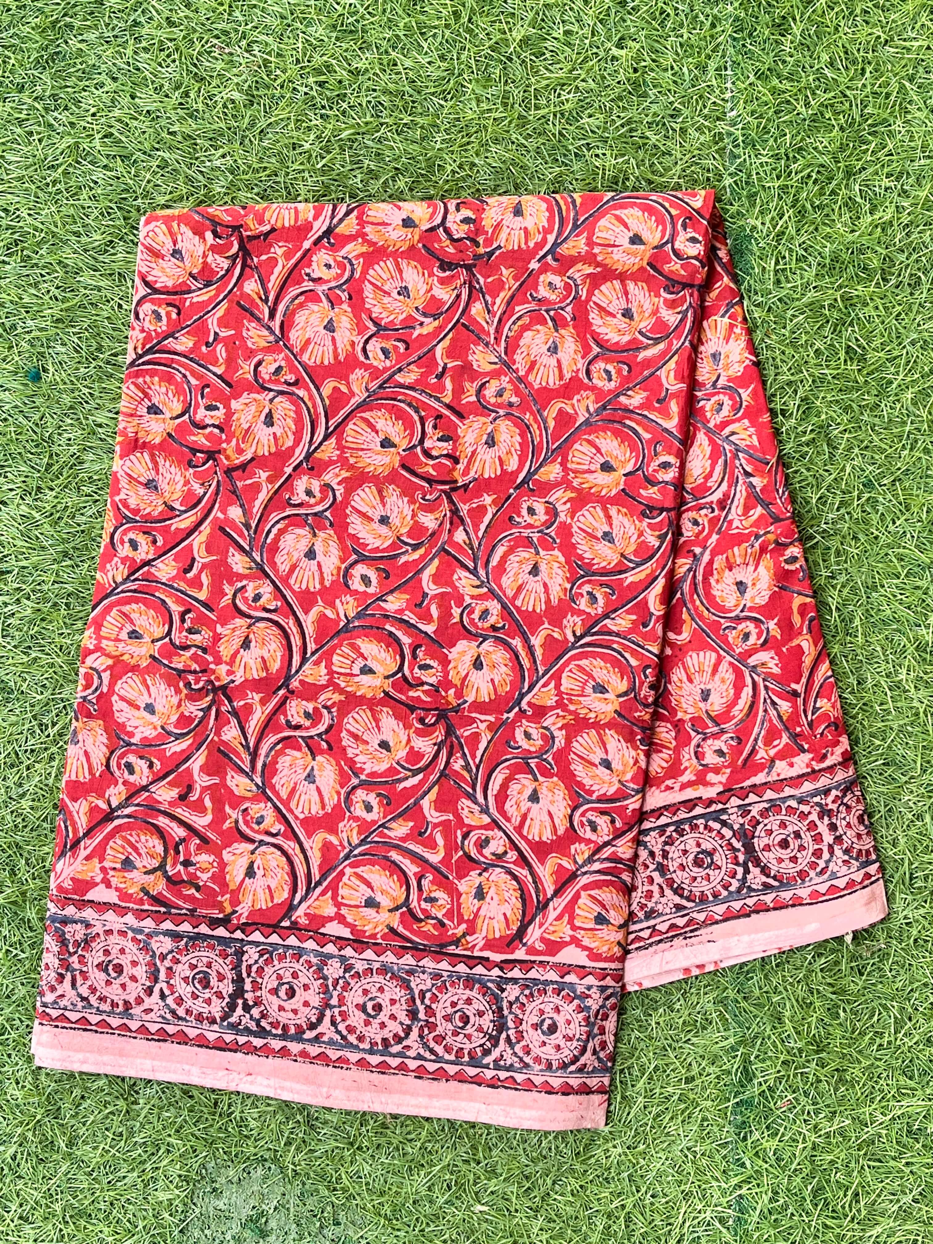Kalamkari Cotton Handblock Printed Saree-CLRS-HPC-M116