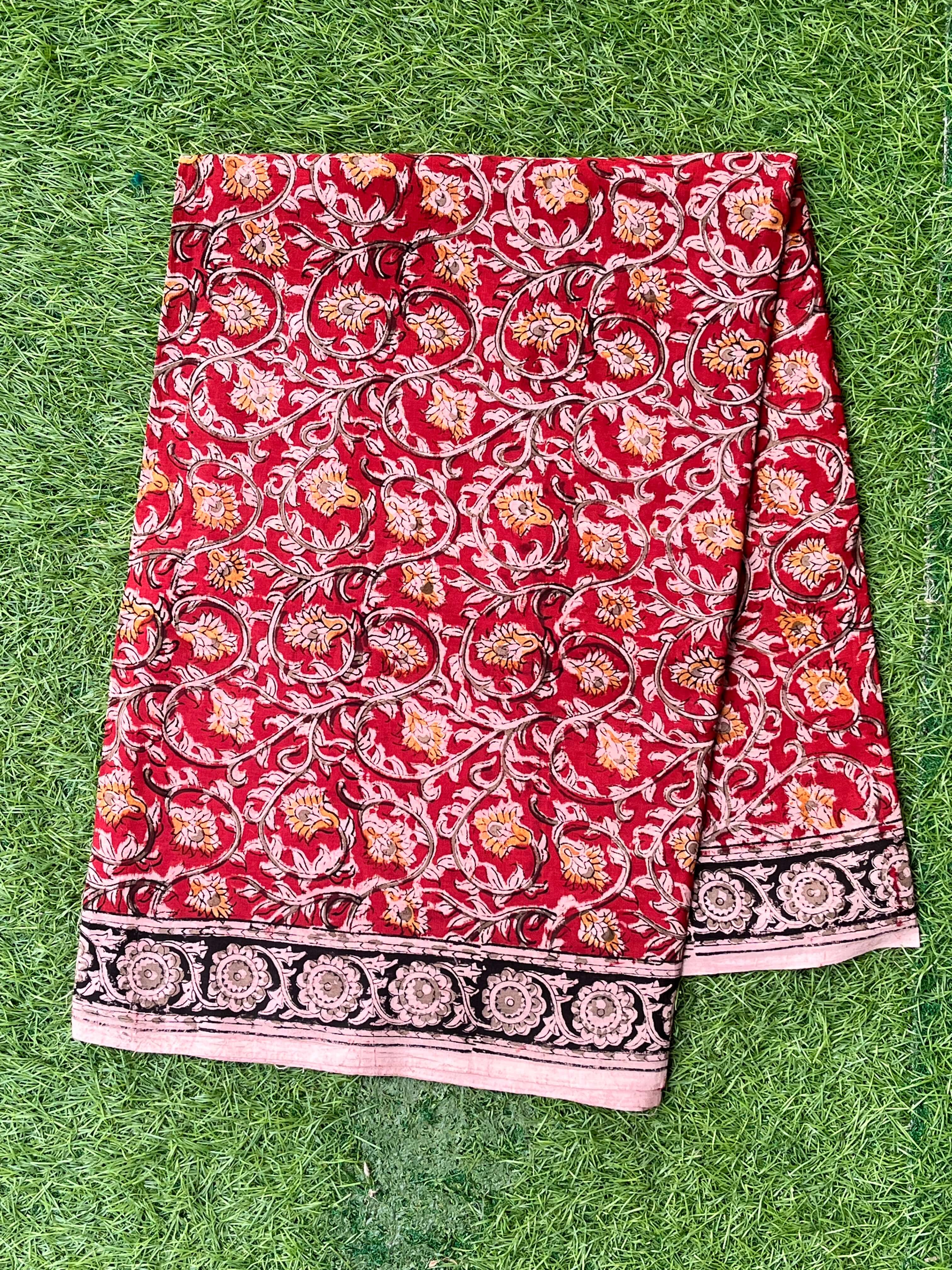 Kalamkari Cotton Handblock Printed Saree-CLRS-HPC-M118