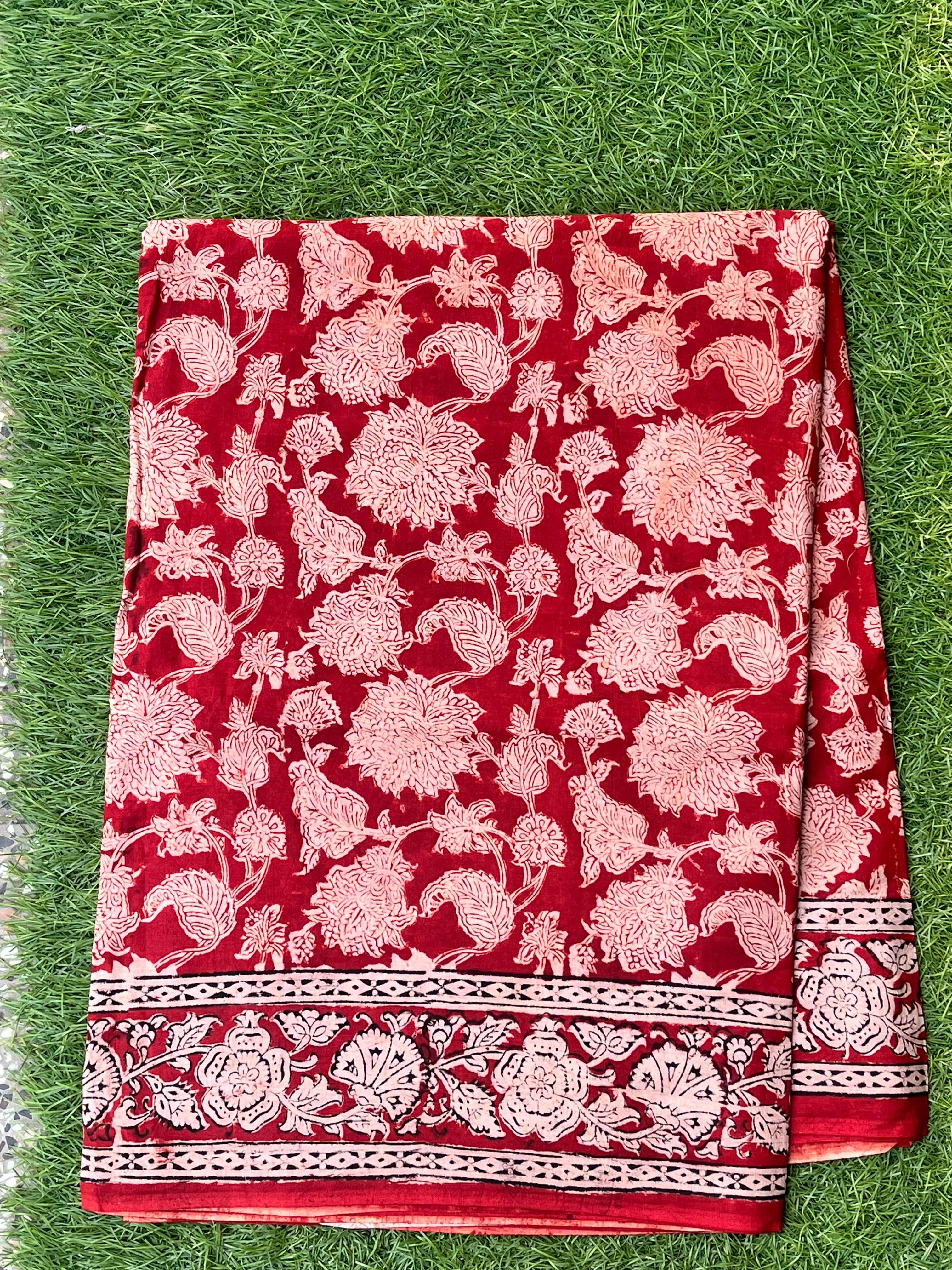 Kalamkari Cotton Handblock Printed Saree-CLRS-HPC-M123