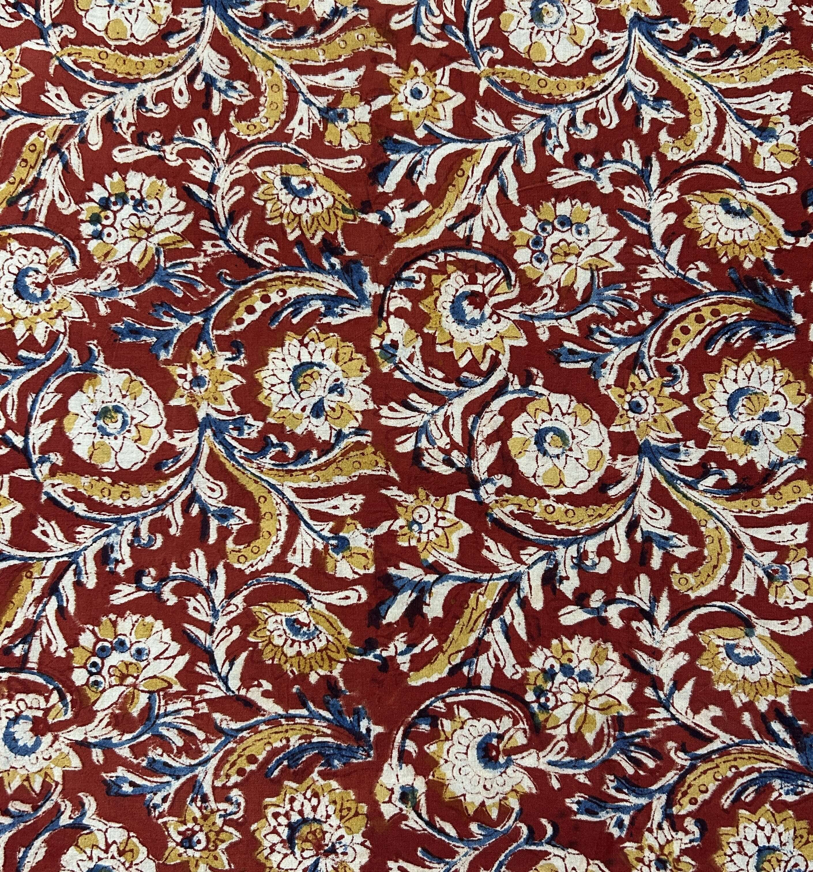 Kalamkari Block Printed Cotton Fabric - HBP-B020