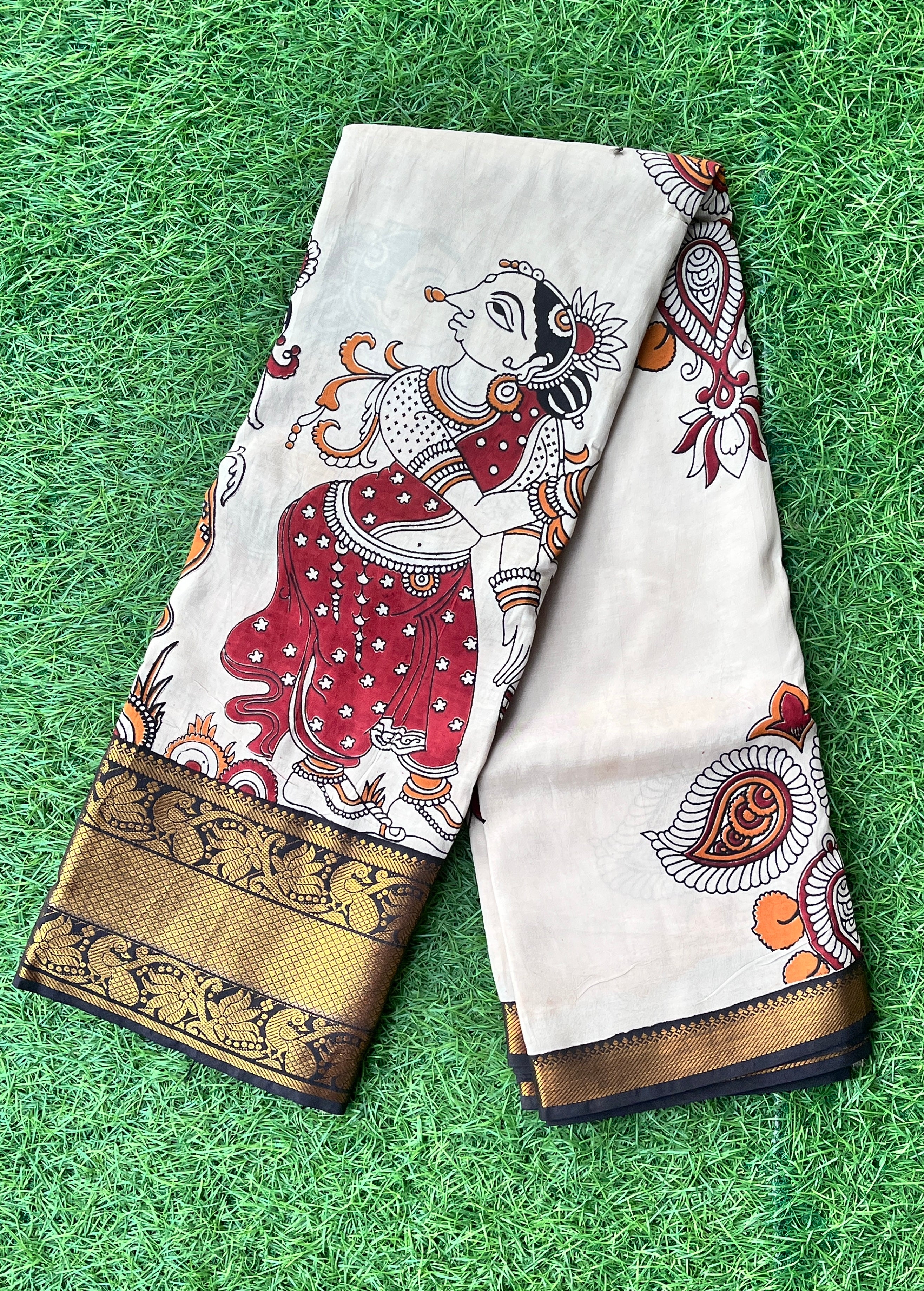 Kalamkari Chennuri Silk Kanchi Border Saree-KKB-SP-M183