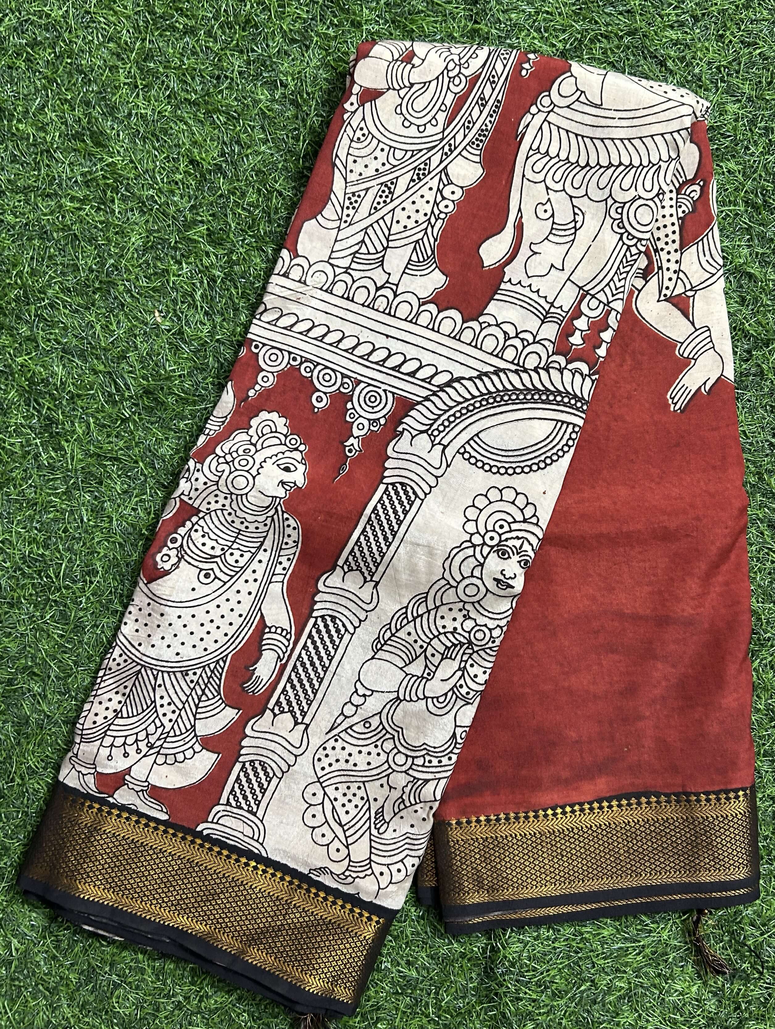 Kalamkari Chennuri Silk Nizam Border  Saree-KNB-SP-M296