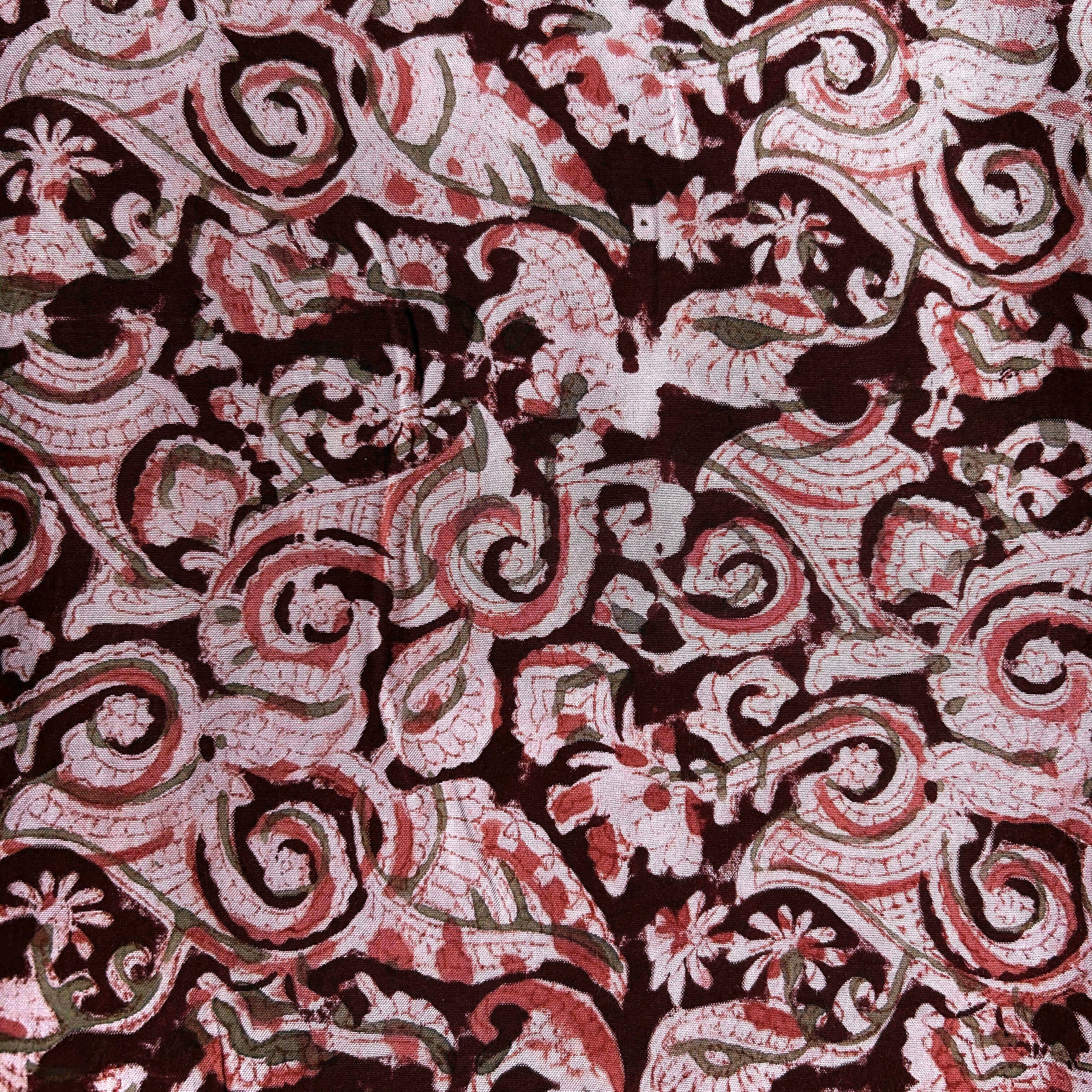 Kalamkari Block Printed Chennuri Silk Fabric - HBPS-B016