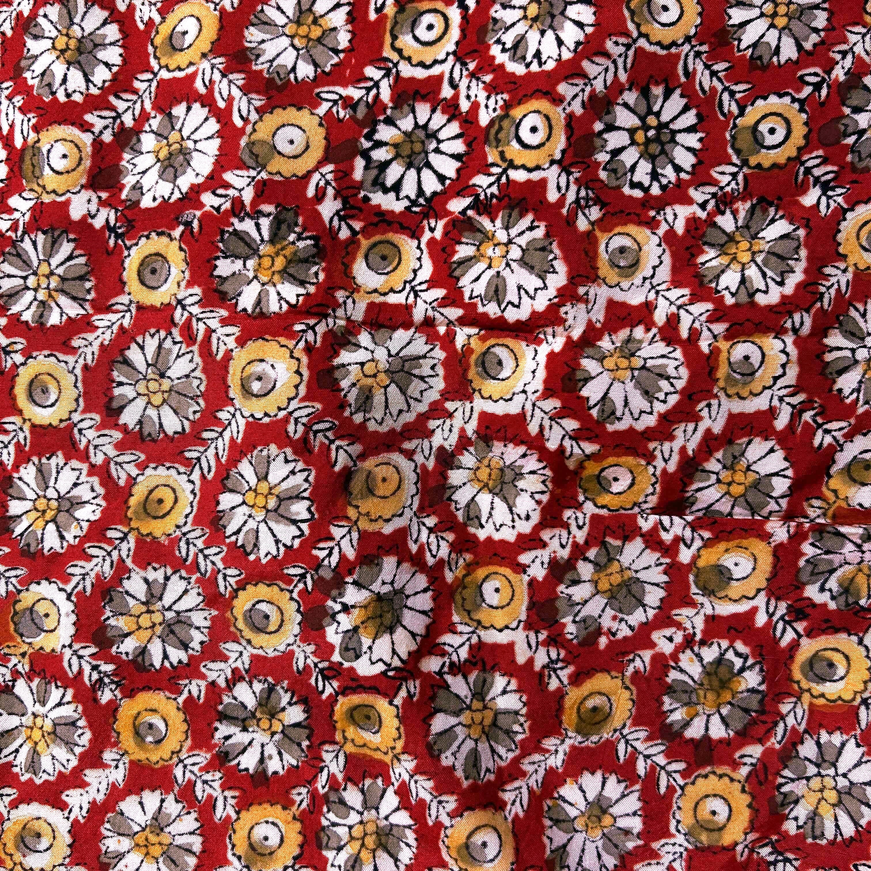 Kalamkari Block Printed Chennuri Silk Fabric - HBPS-B014