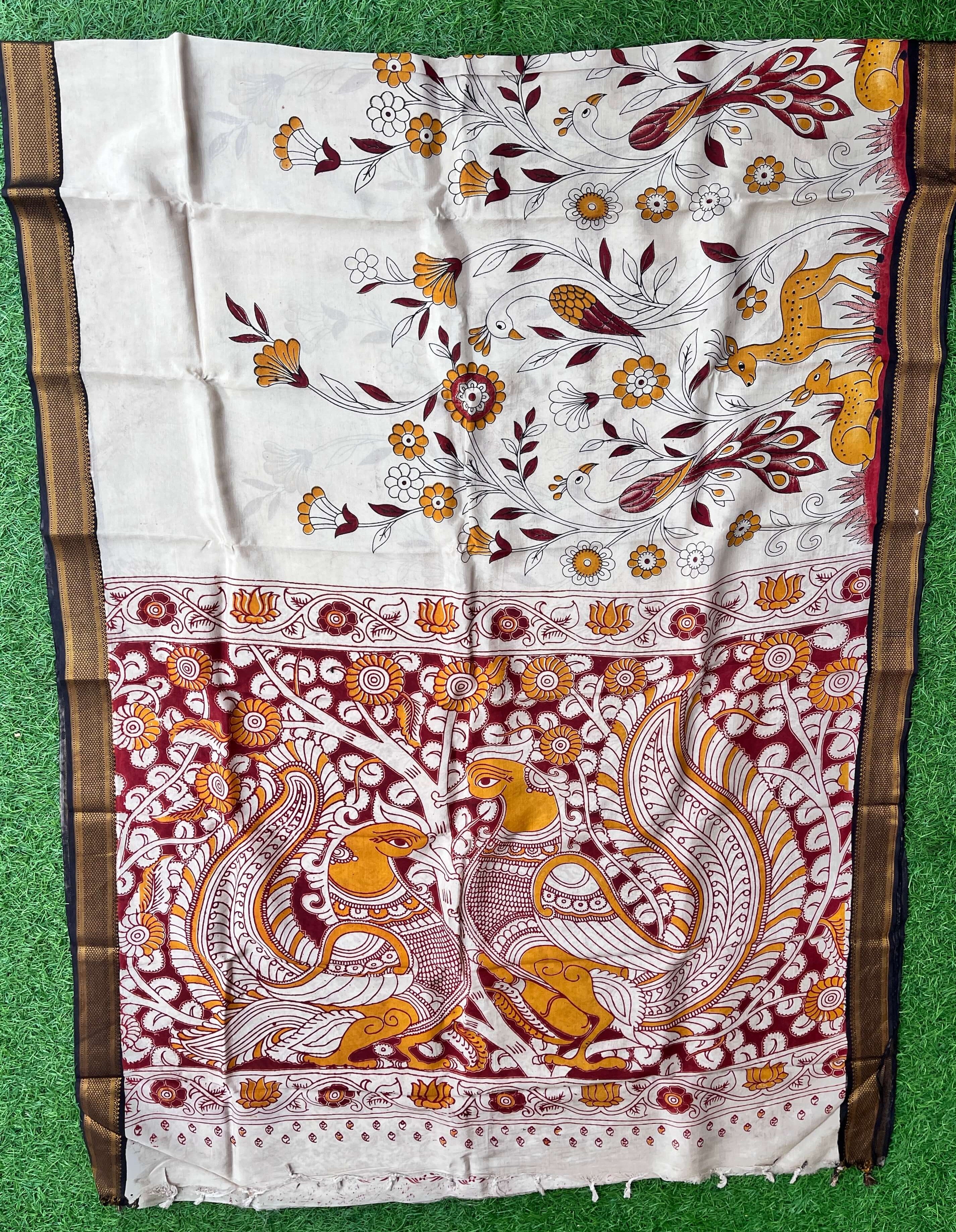 Kalamkari Chennuri Silk Nizam Border  Saree-KNB-SP-M244