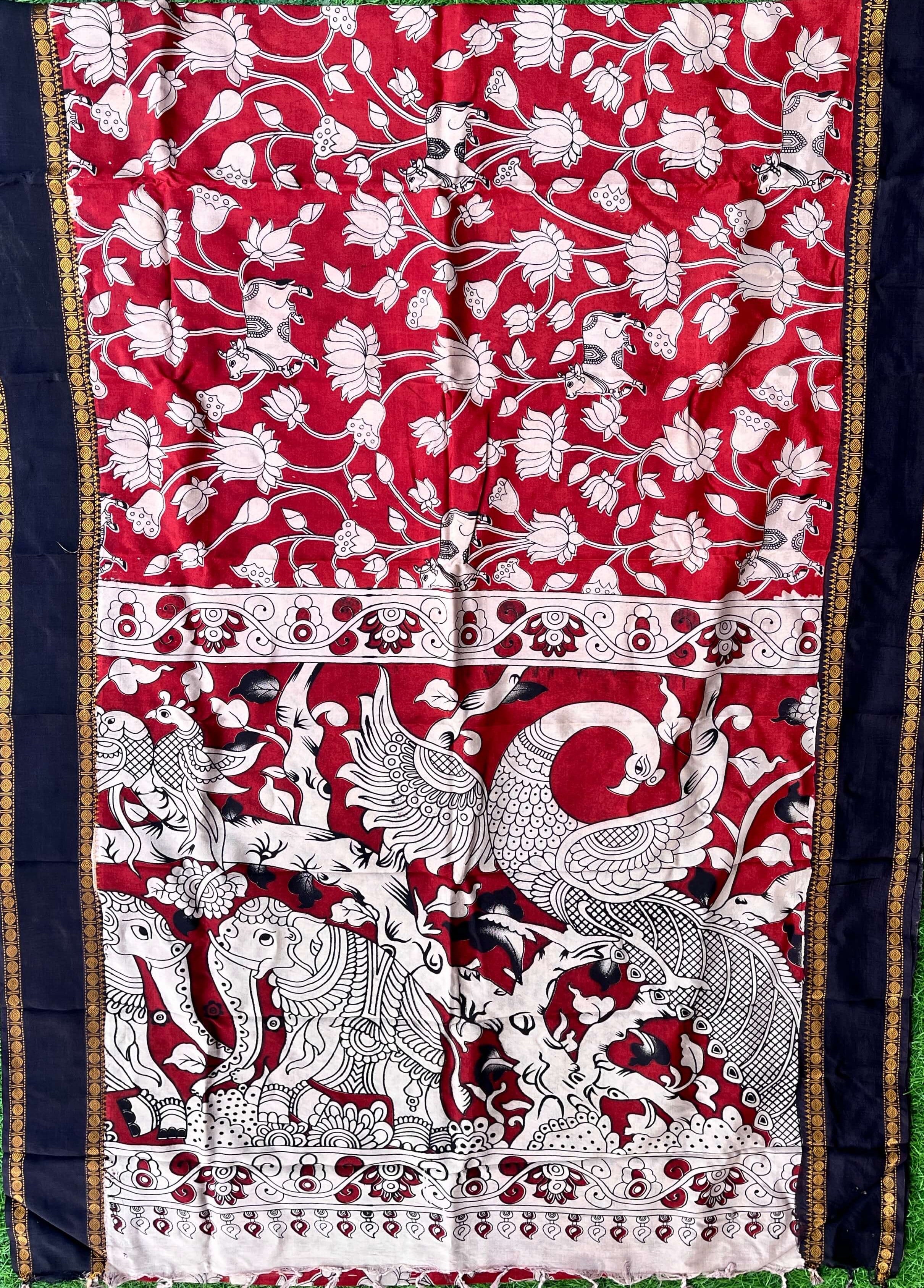 Kalamkari Chennuri Silk Double Border Saree-KDDB-SP-M012
