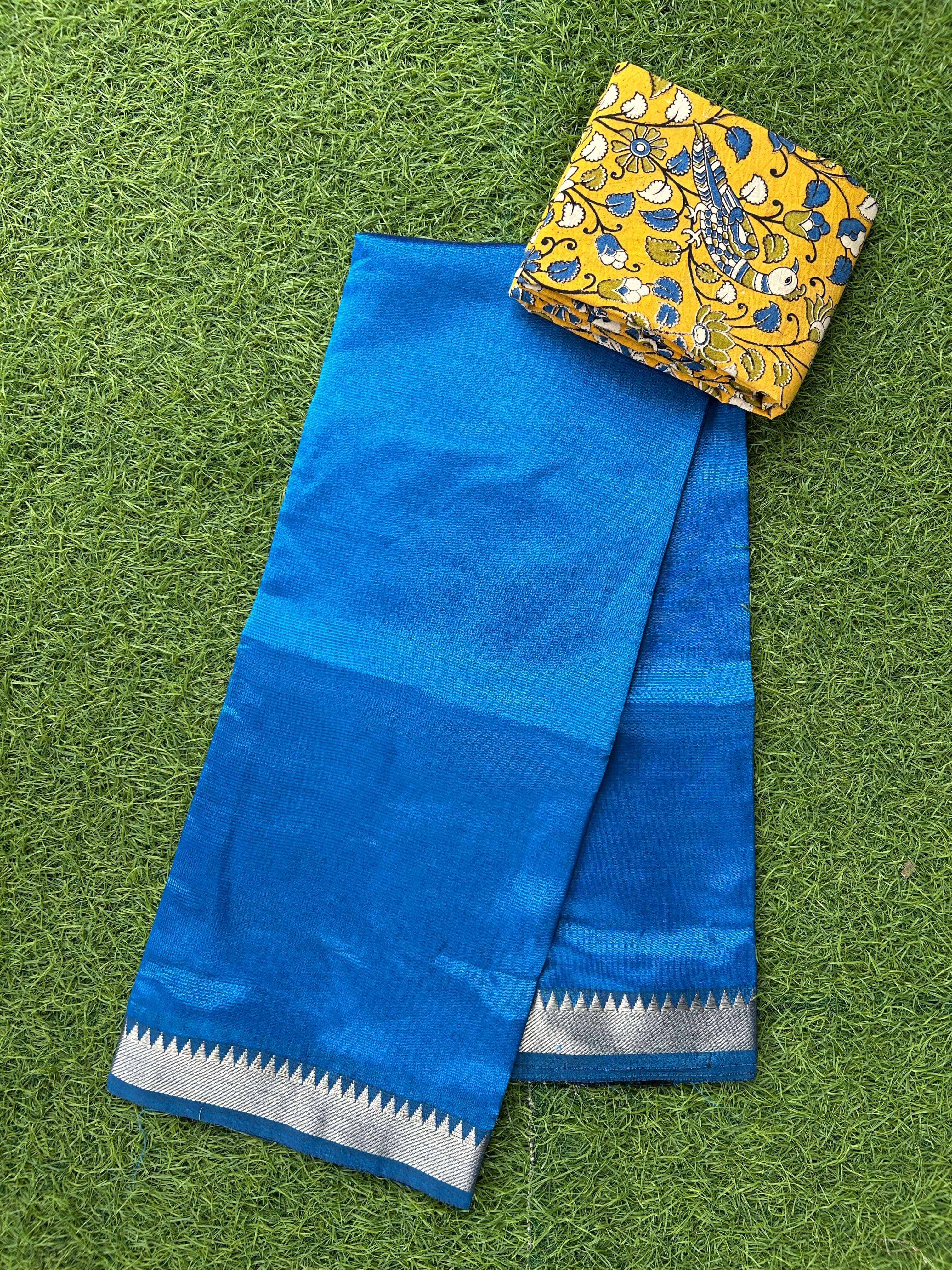 Mangalagiri Saree With Kalamkari Blouse Piece -MS-M006
