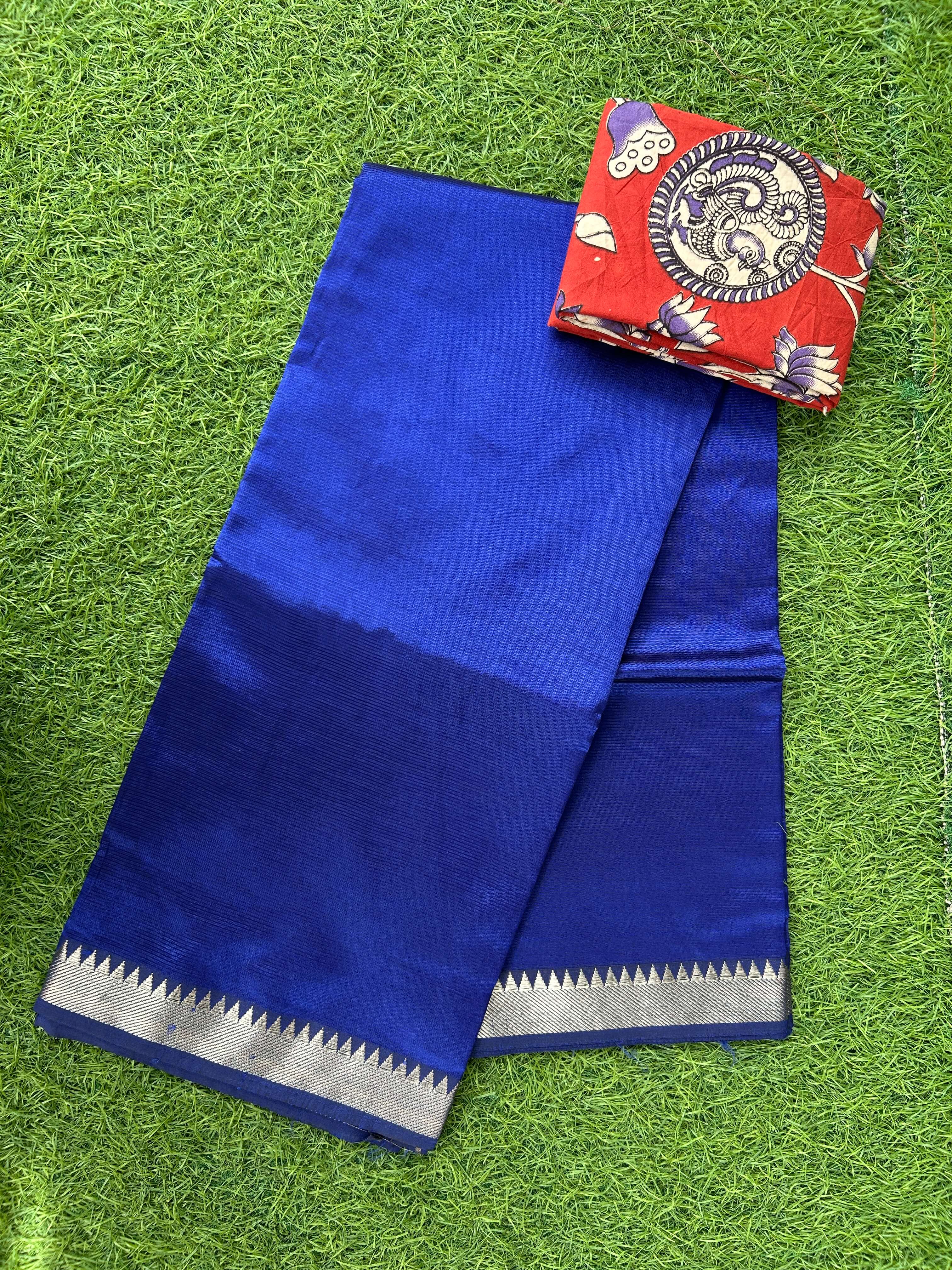 Mangalagiri Saree With Kalamkari Blouse Piece -MS-M009