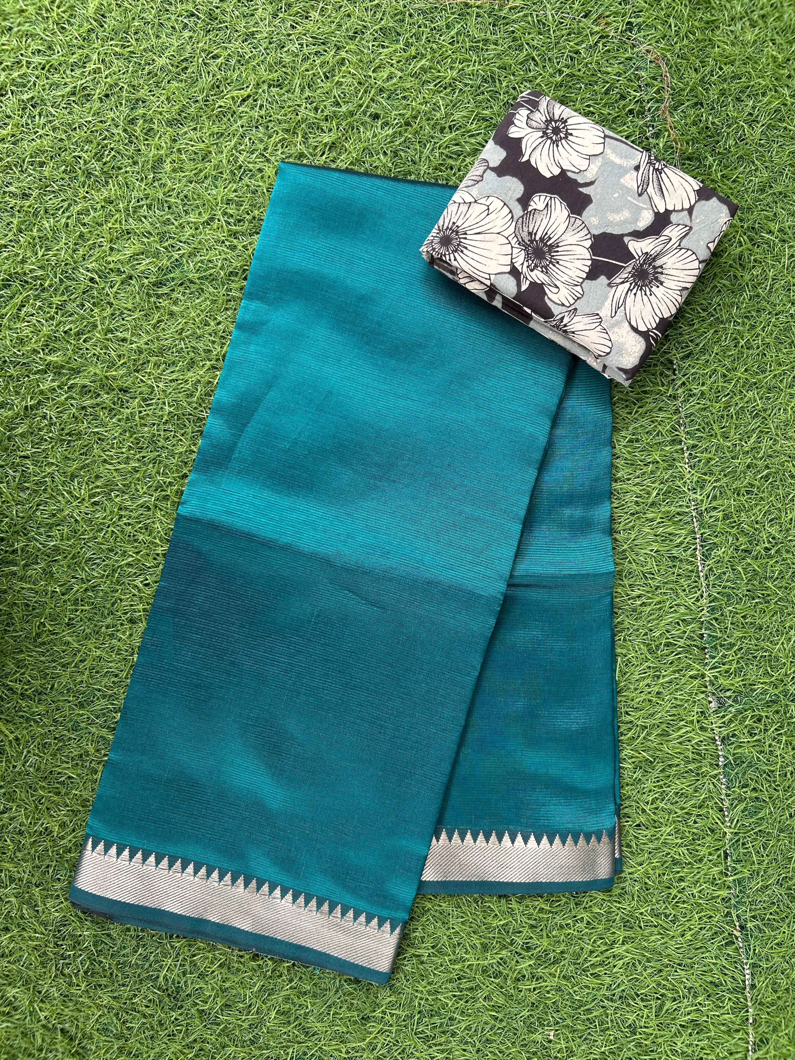 Mangalagiri Saree With Kalamkari Blouse Piece -MS-M010