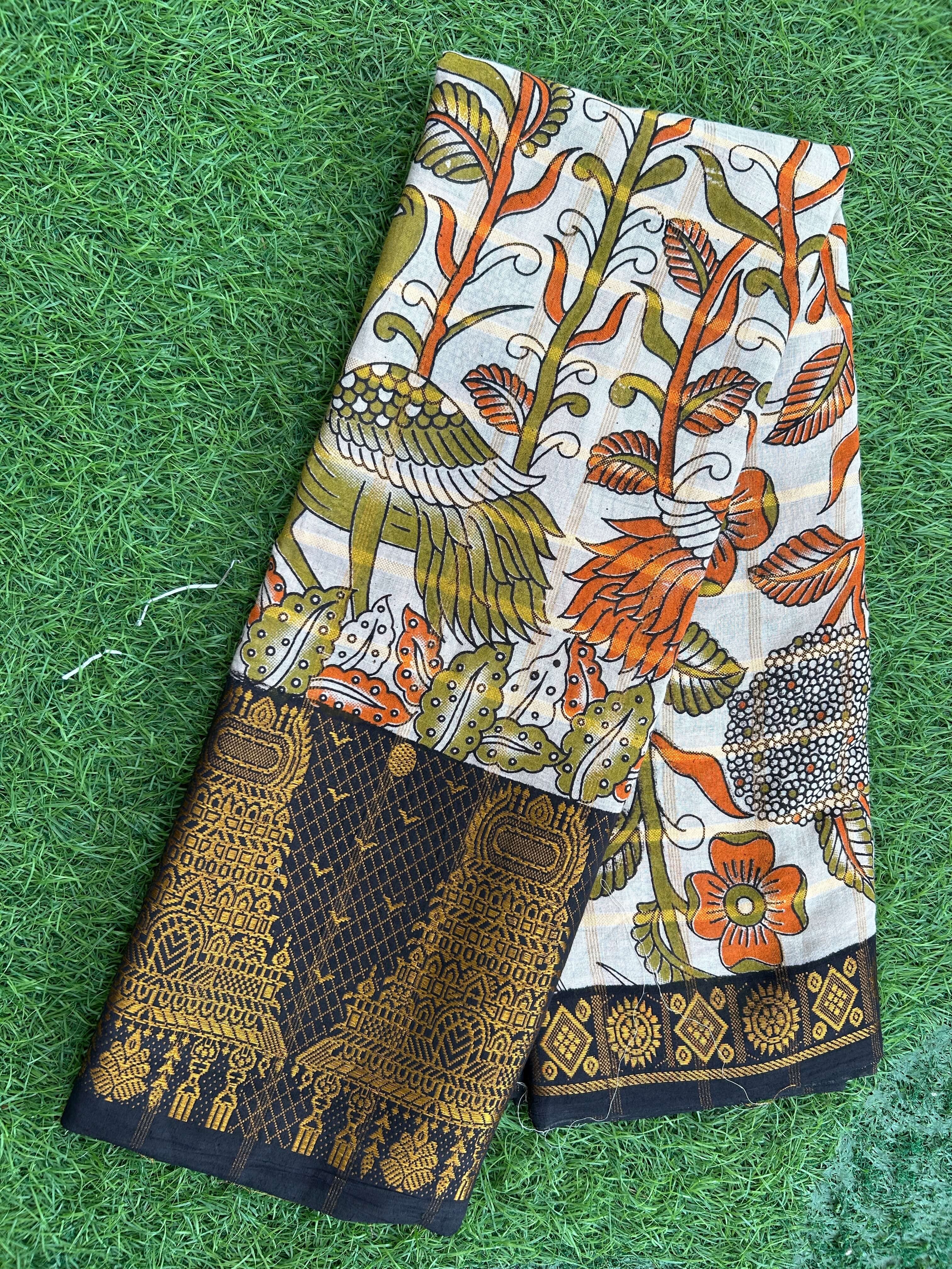 Kalamkari Cotton Kanchi Border Saree-KCB-SP-M002