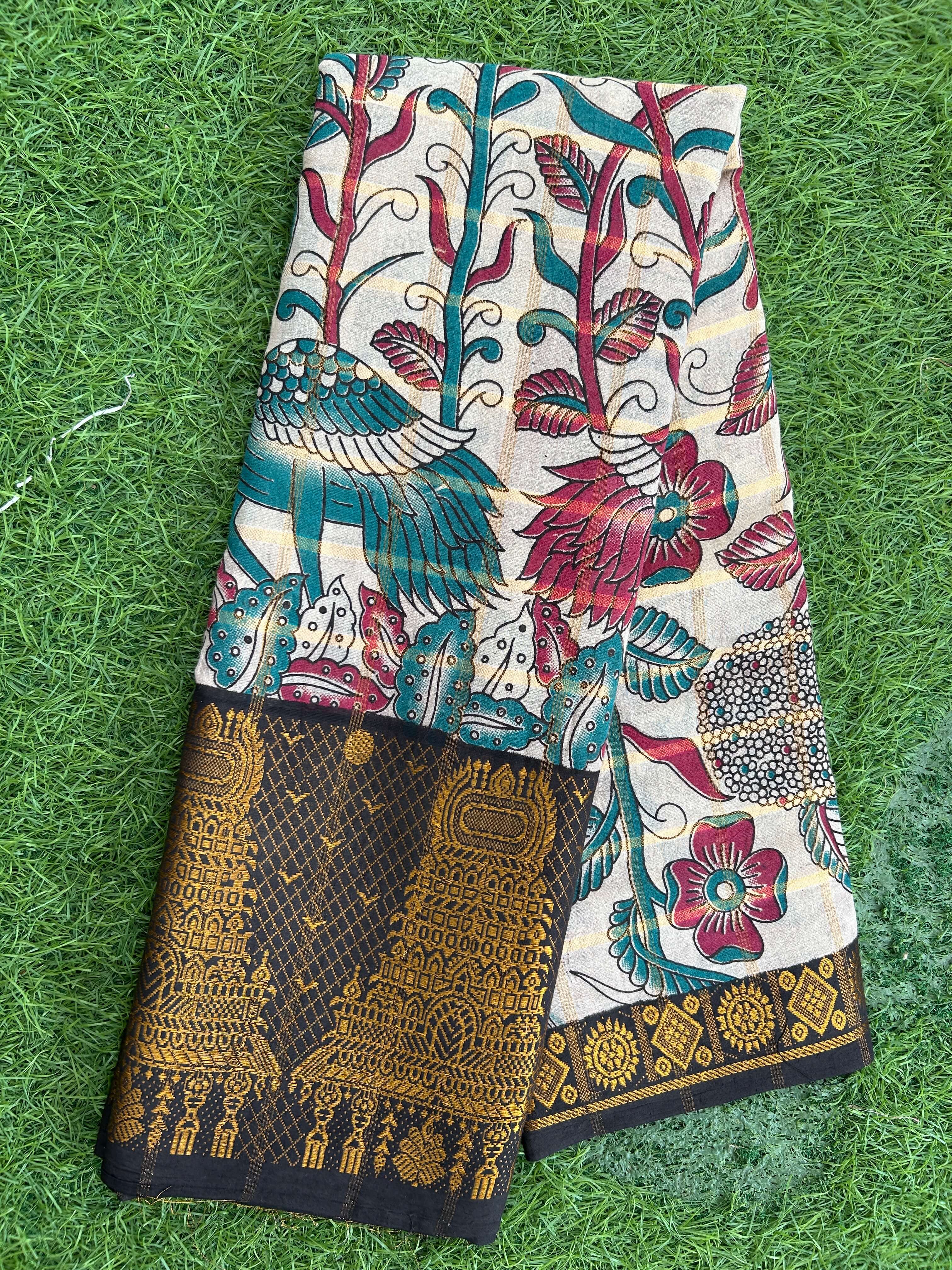 Kalamkari Cotton Kanchi Border Saree-KCB-SP-M003