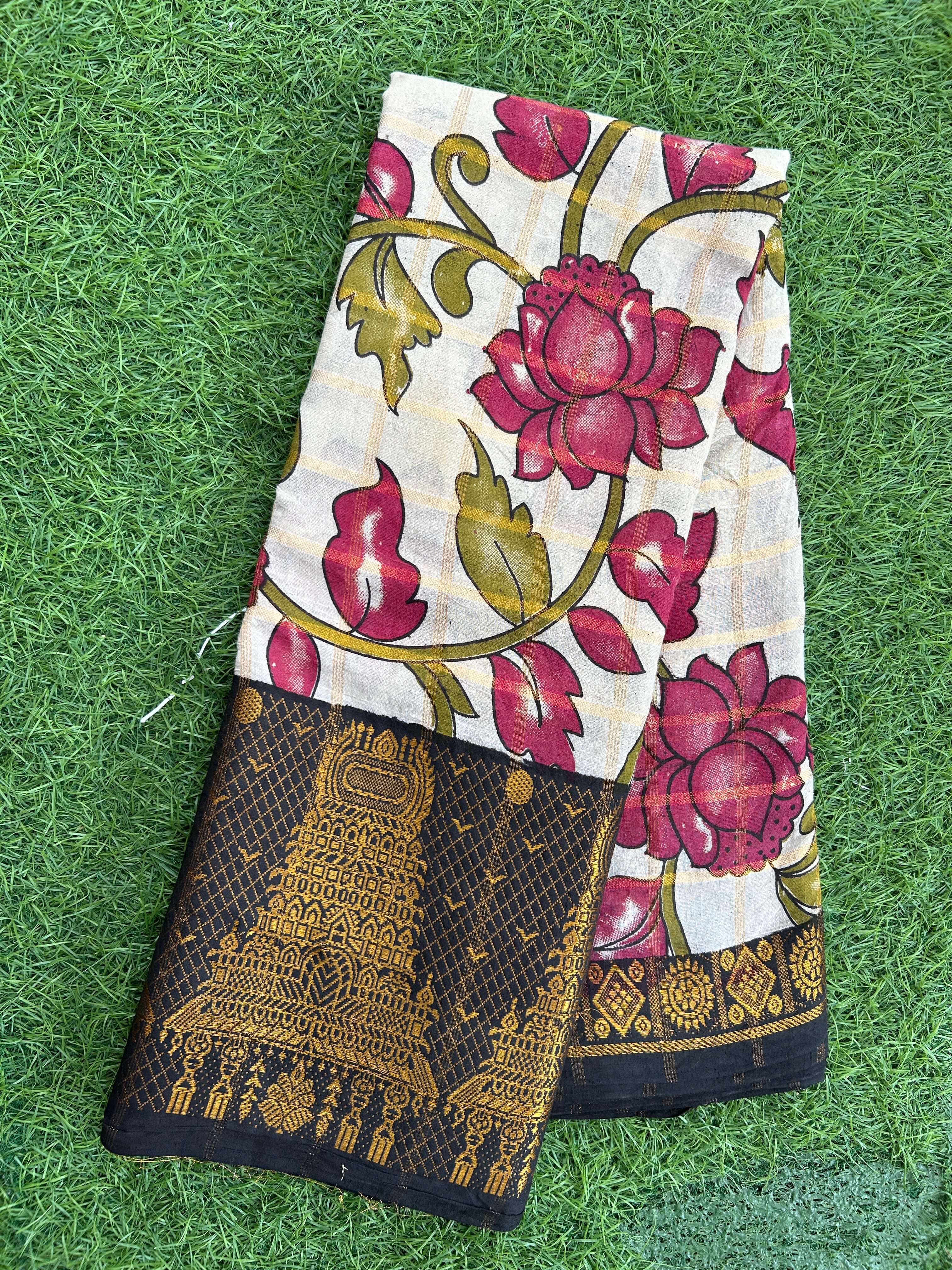 Kalamkari Cotton Kanchi Border Saree-KCB-SP-M004