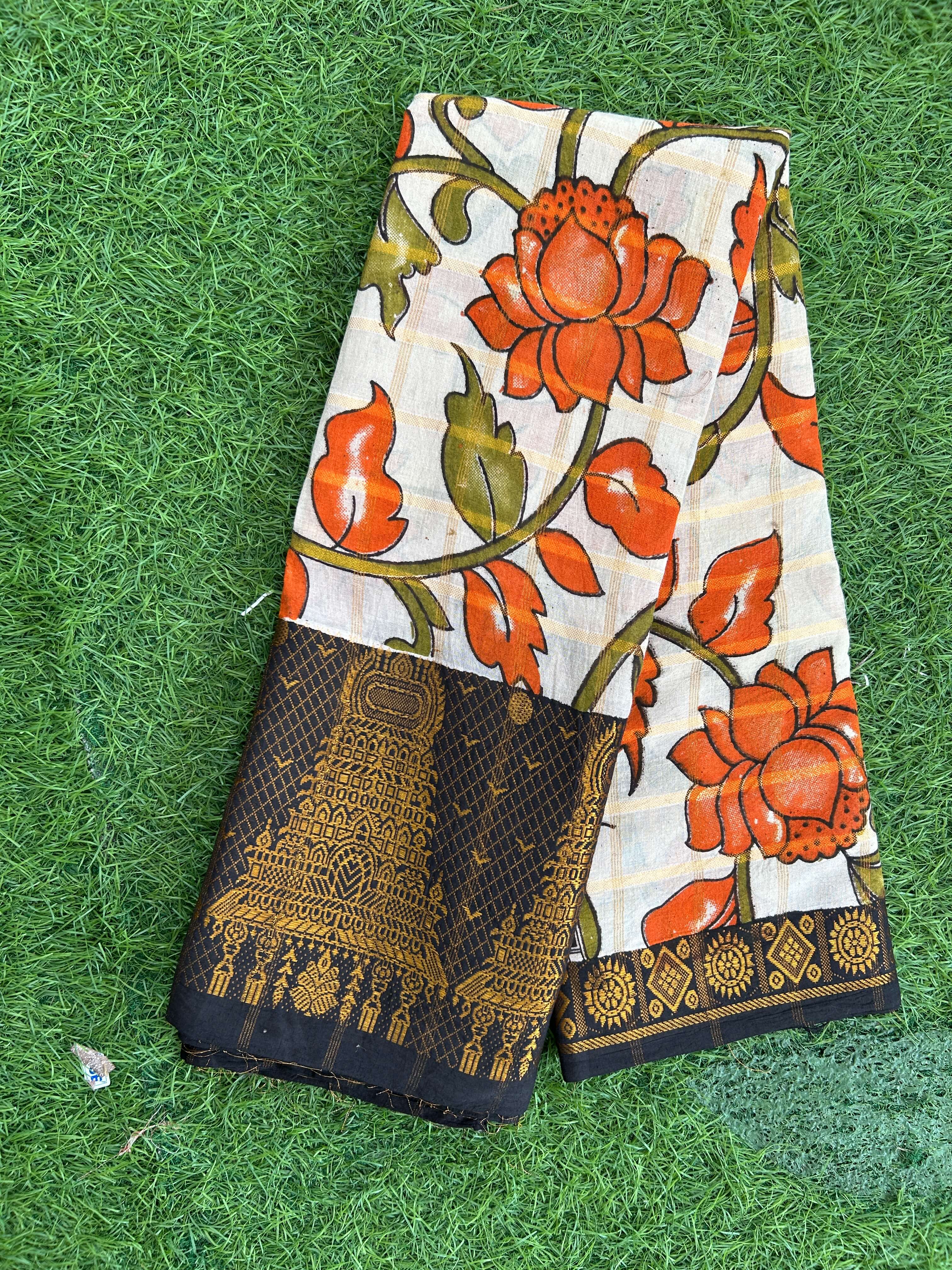 Kalamkari Cotton Kanchi Border Saree-KCB-SP-M005