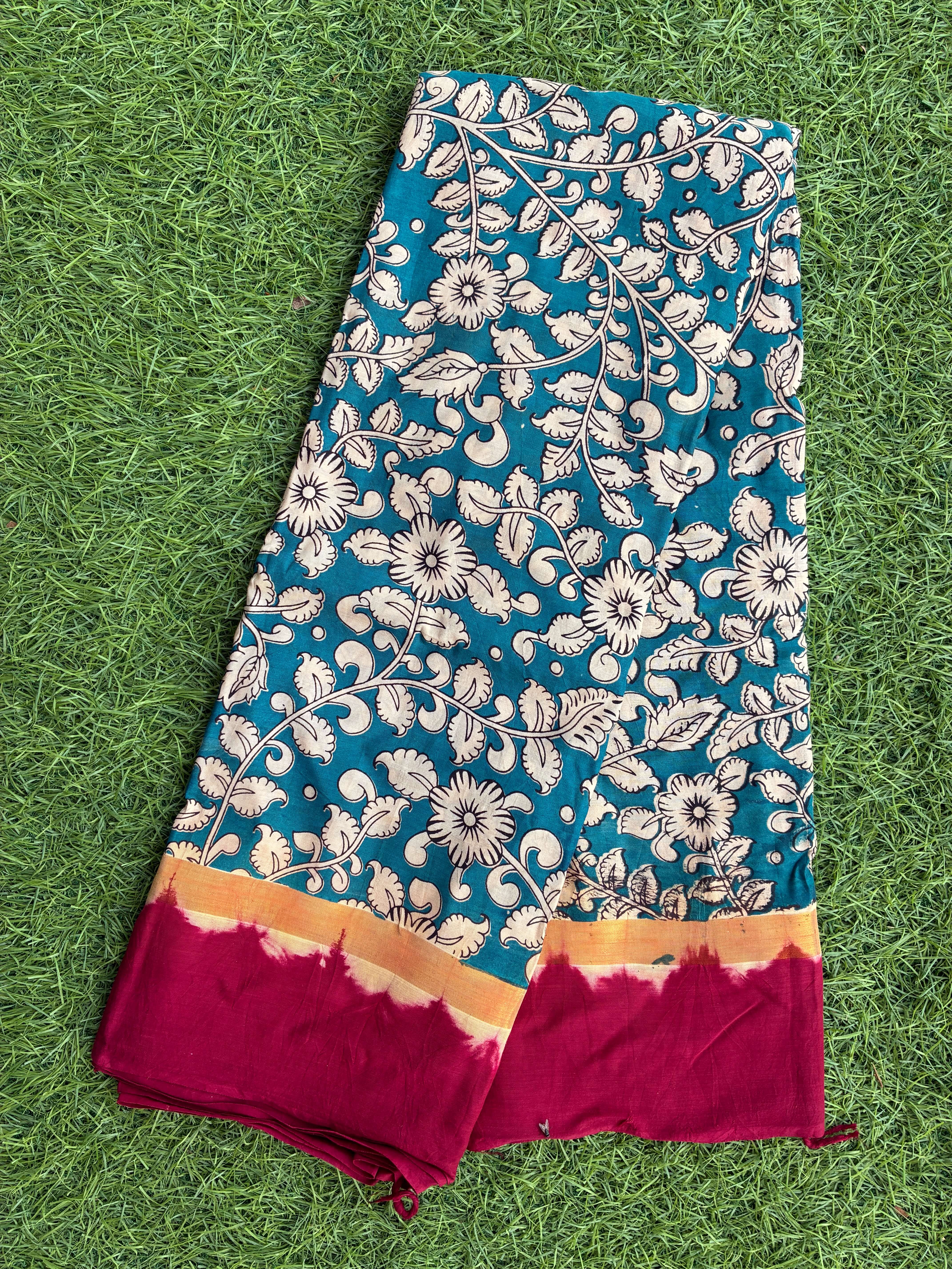 Kalamkari Chennuri Silk Kaddi Border Saree KSS-KBD-076