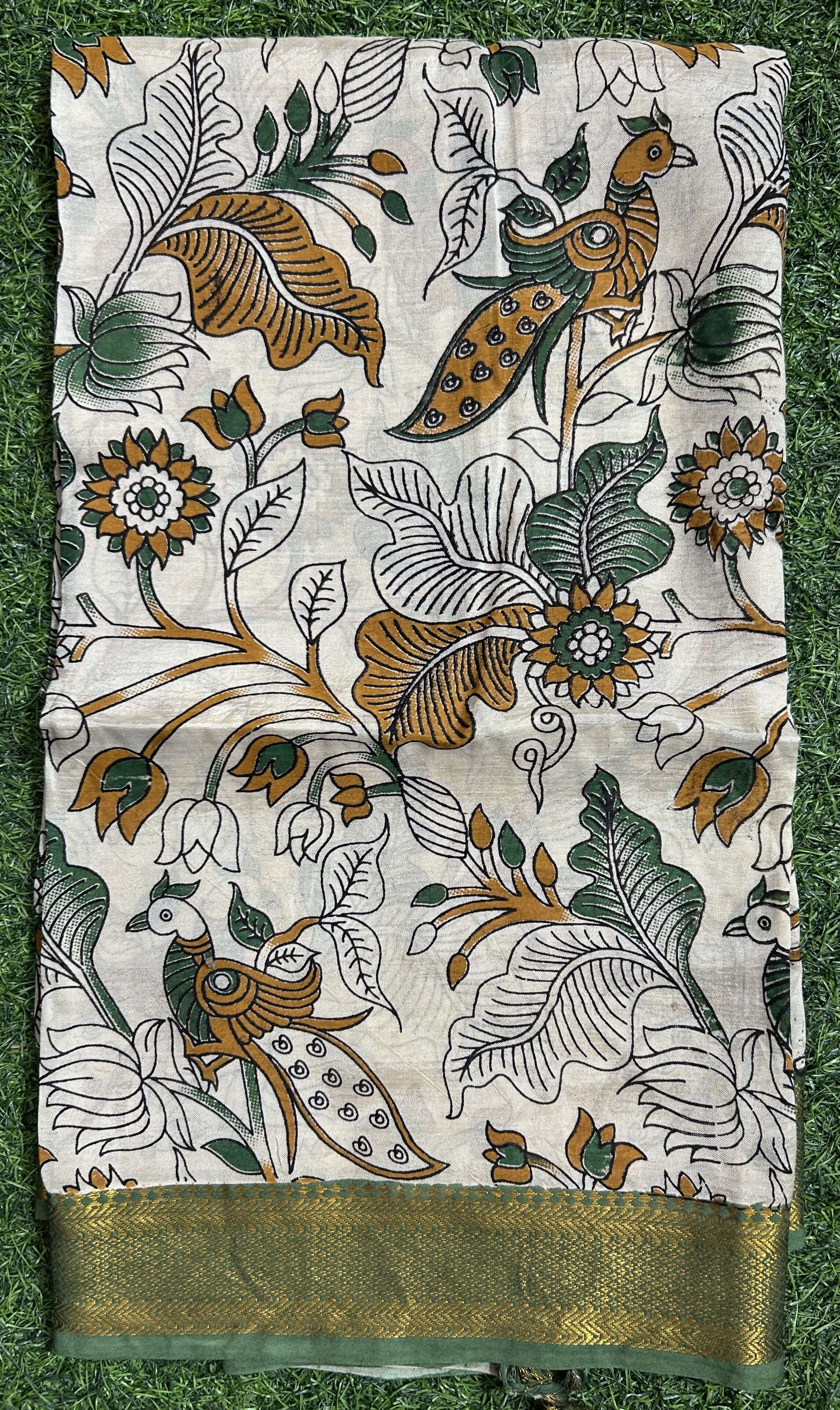 Nizam Border Kalamkari Dupatta- NBKHBD-N-M196