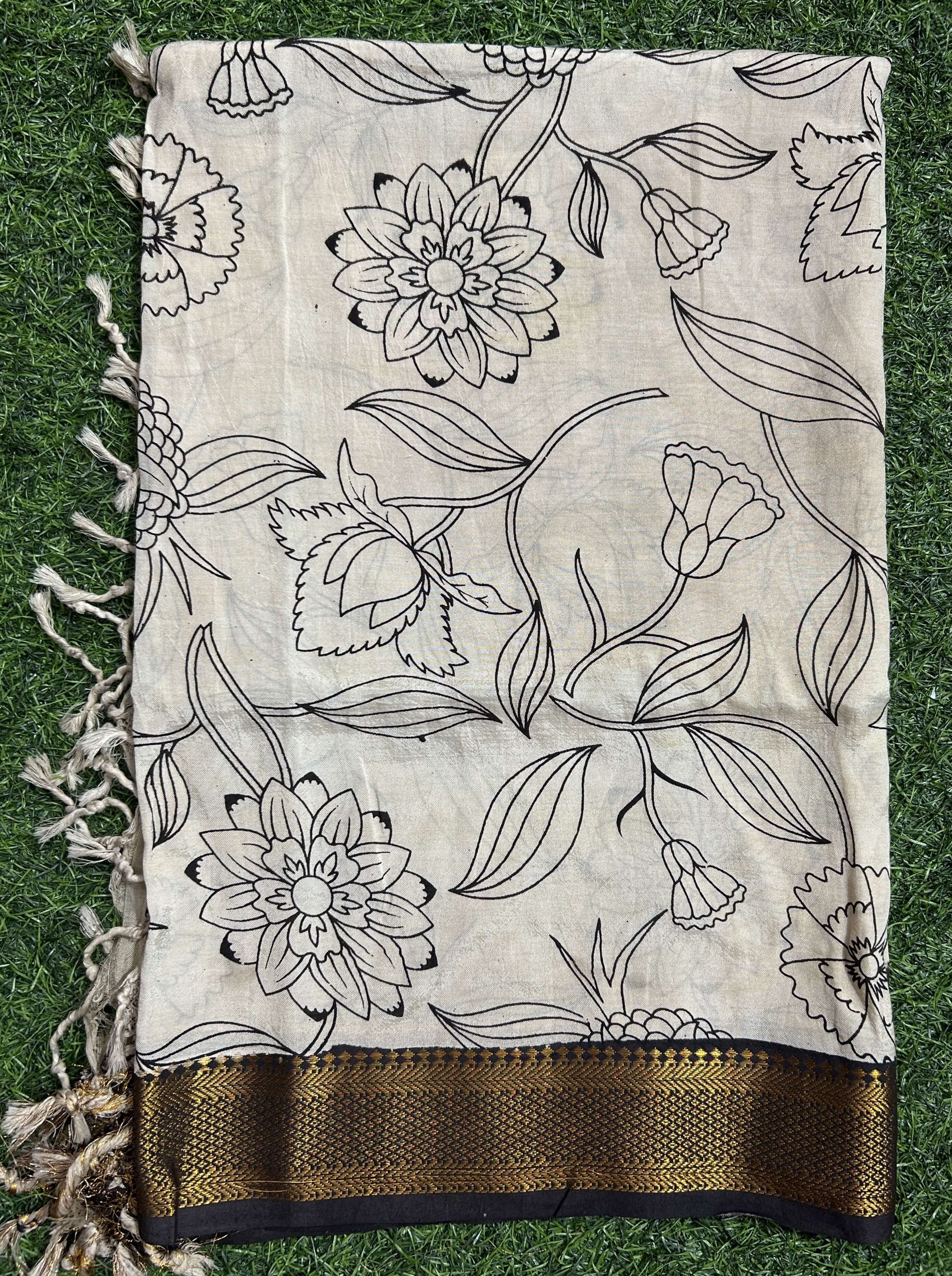 Nizam Border Kalamkari Dupatta- NBKHBD-N-M197