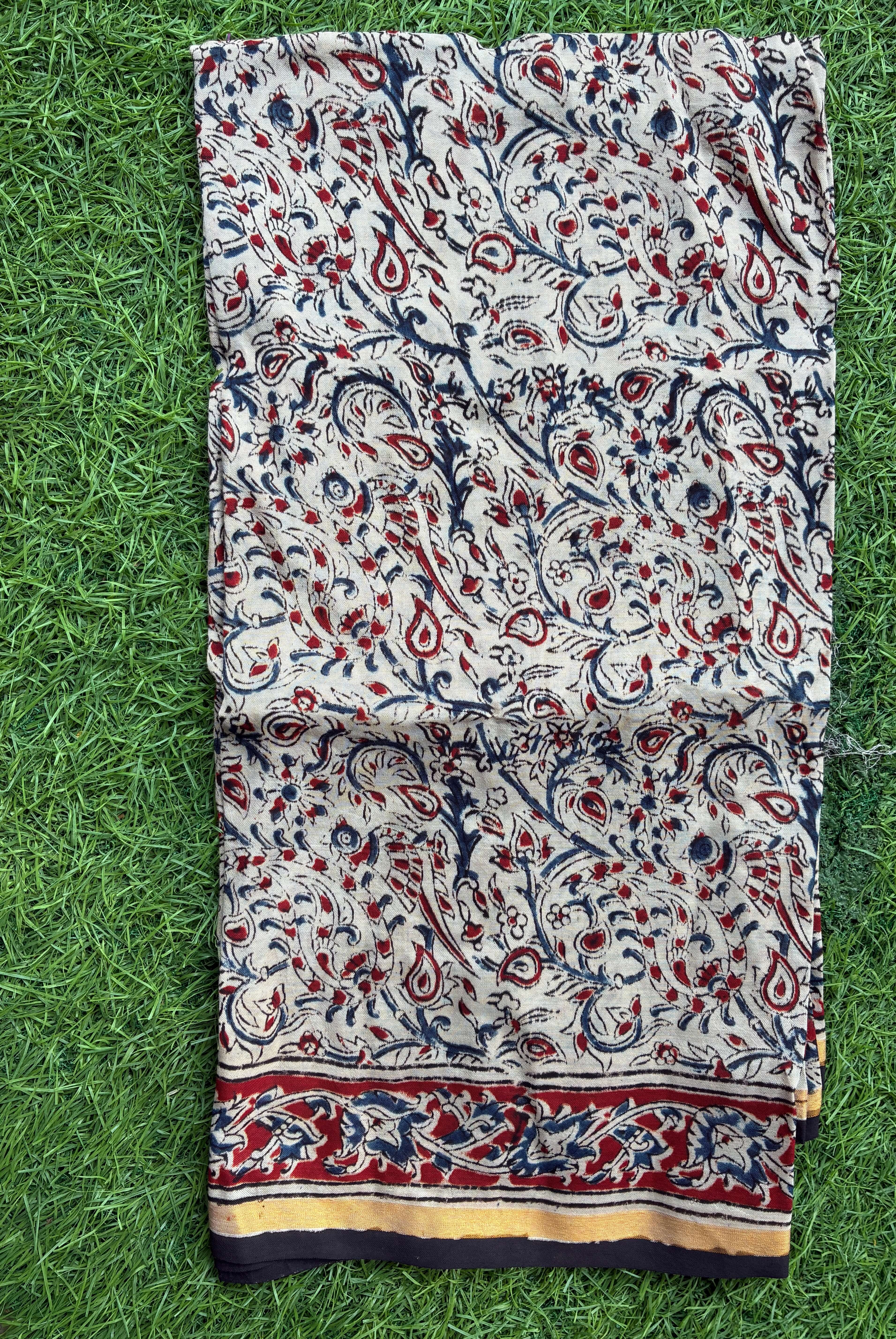 Kaddi Border Kalamkari Dupatta- KBKHBD-N-M168