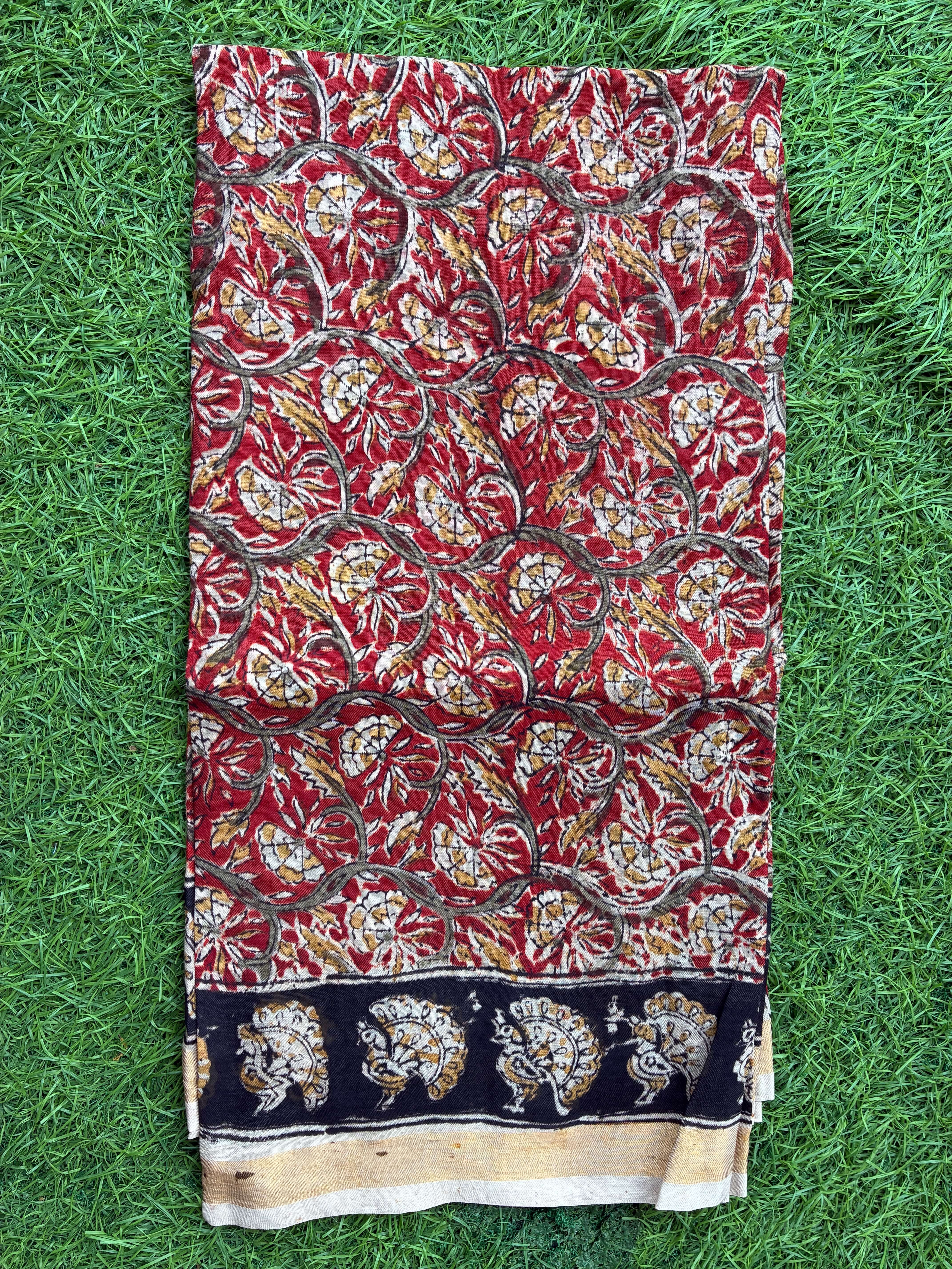 Kaddi Border Kalamkari Dupatta- KBKHBD-N-M173