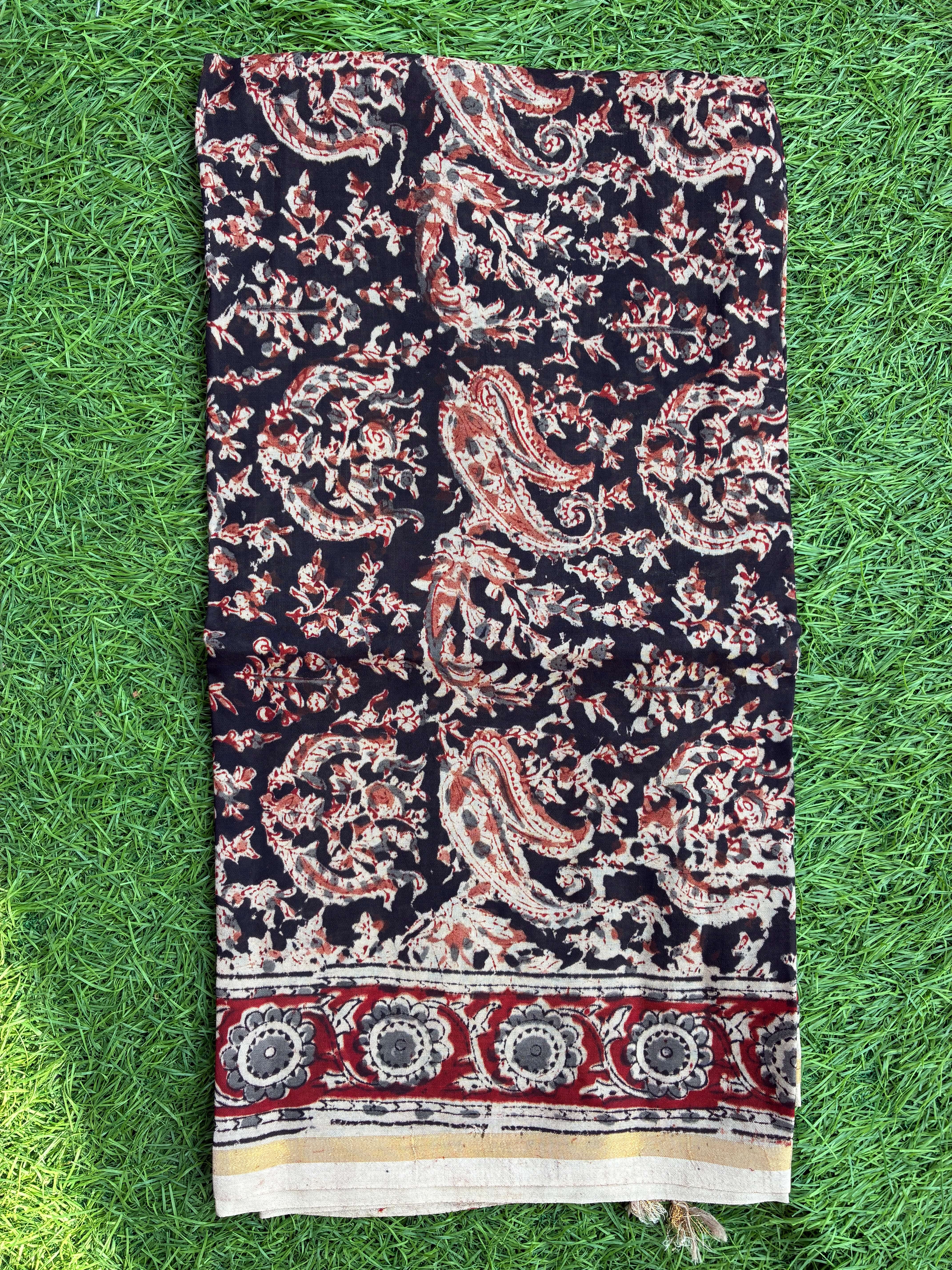 Kaddi Border Kalamkari Dupatta- KBKHBD-N-M175