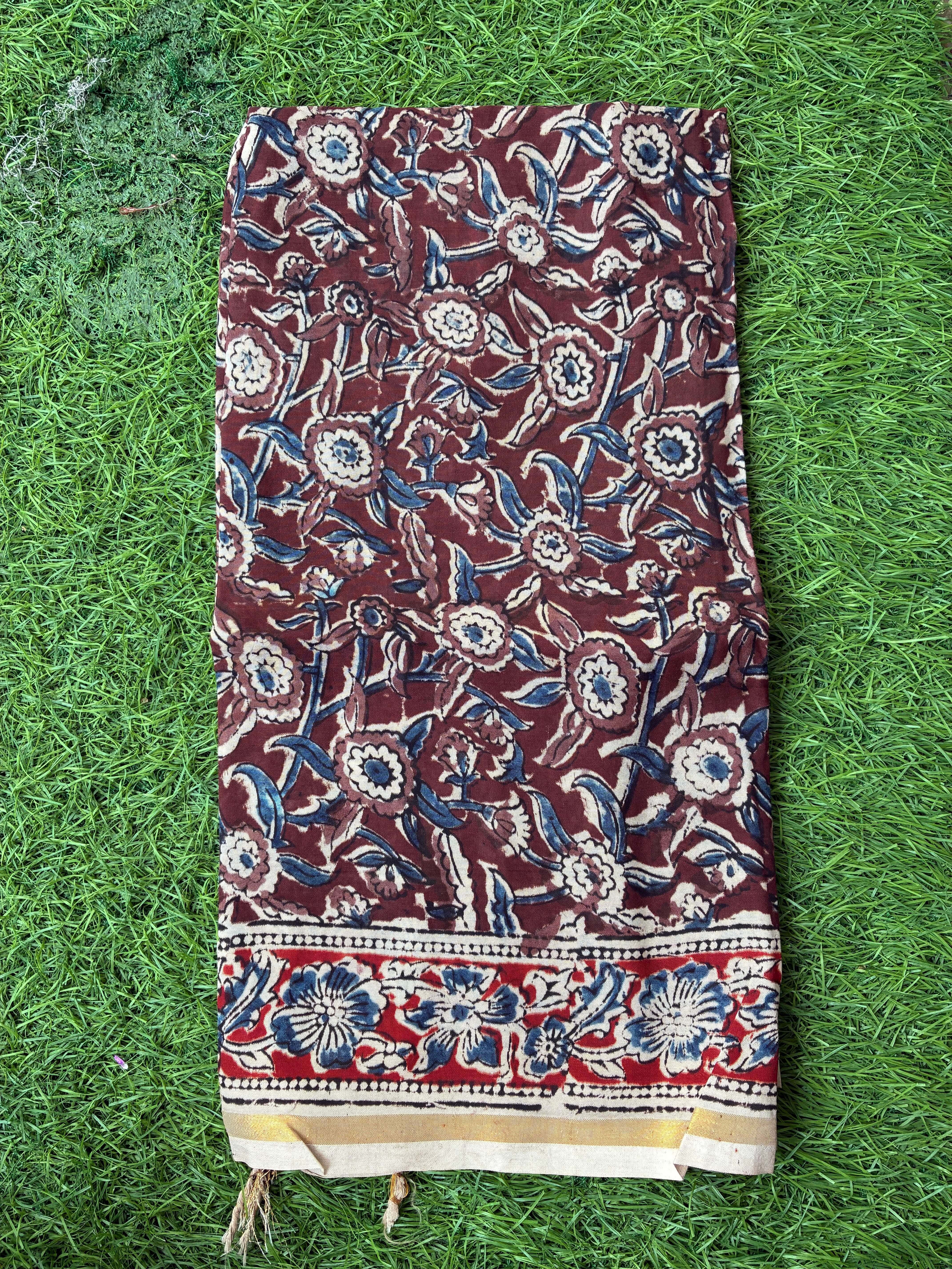 Kaddi Border Kalamkari Dupatta- KBKHBD-N-M177