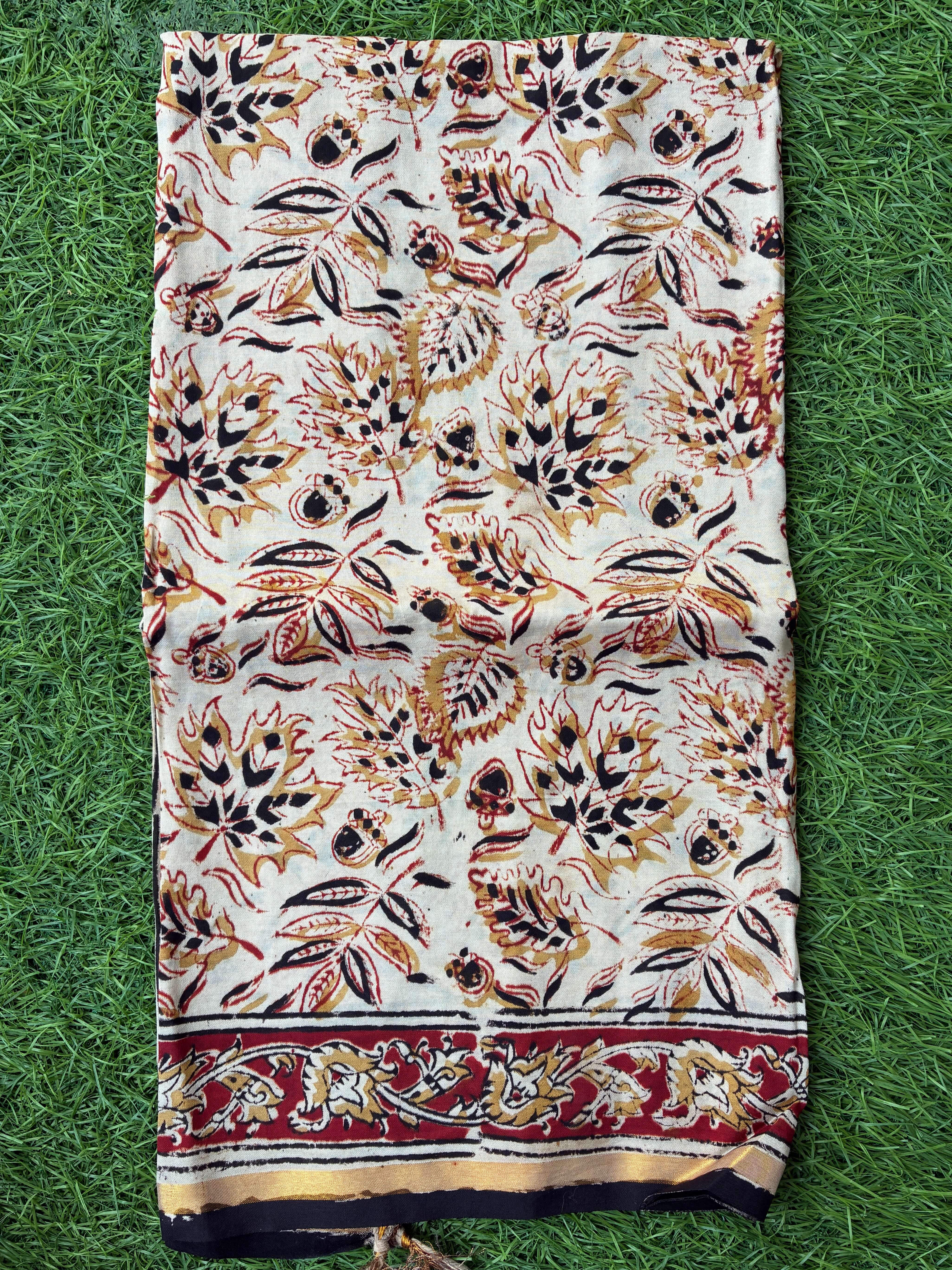 Kaddi Border Kalamkari Dupatta- KBKHBD-N-M180