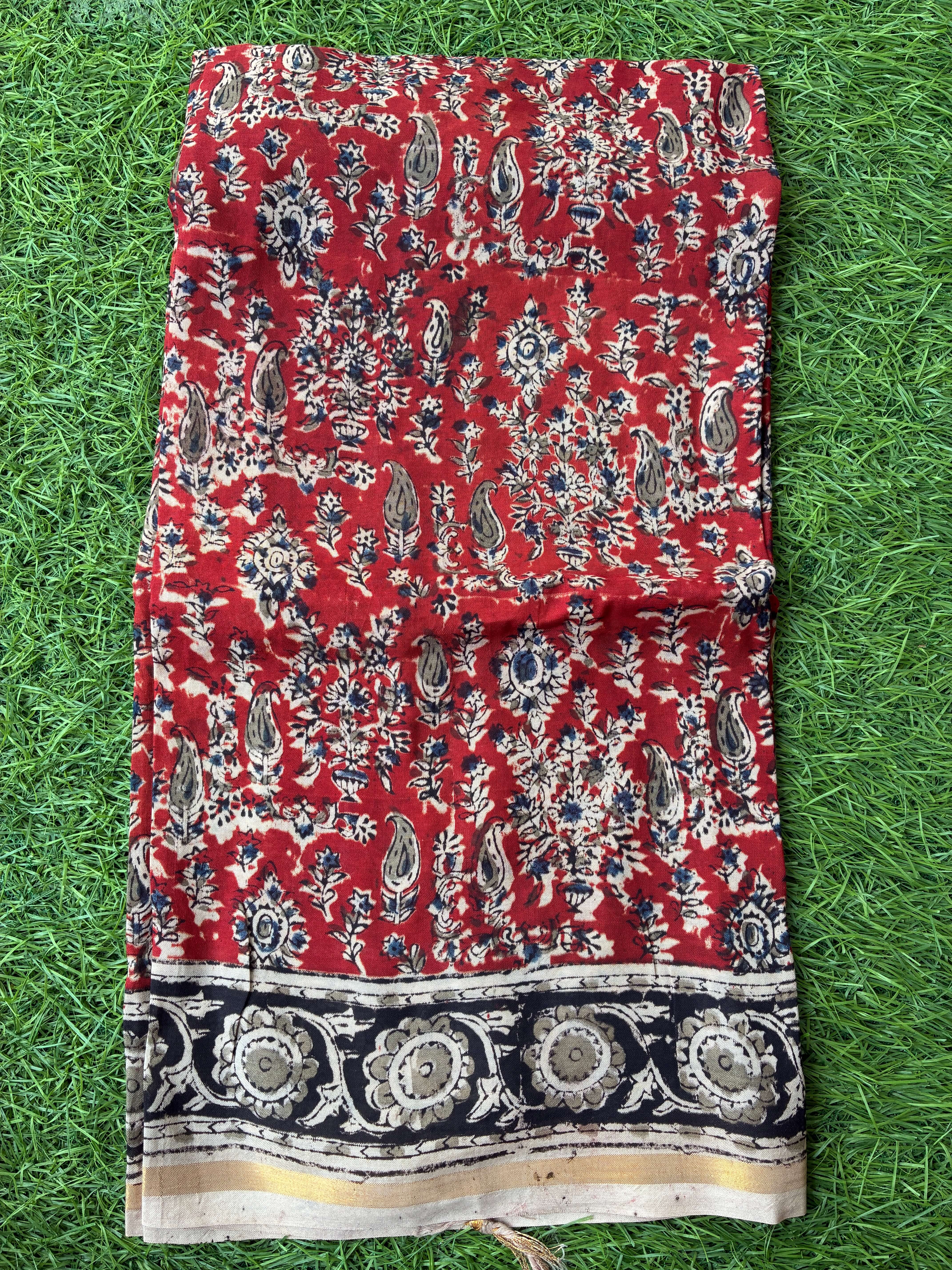 Kaddi Border Kalamkari Dupatta- KBKHBD-N-M182