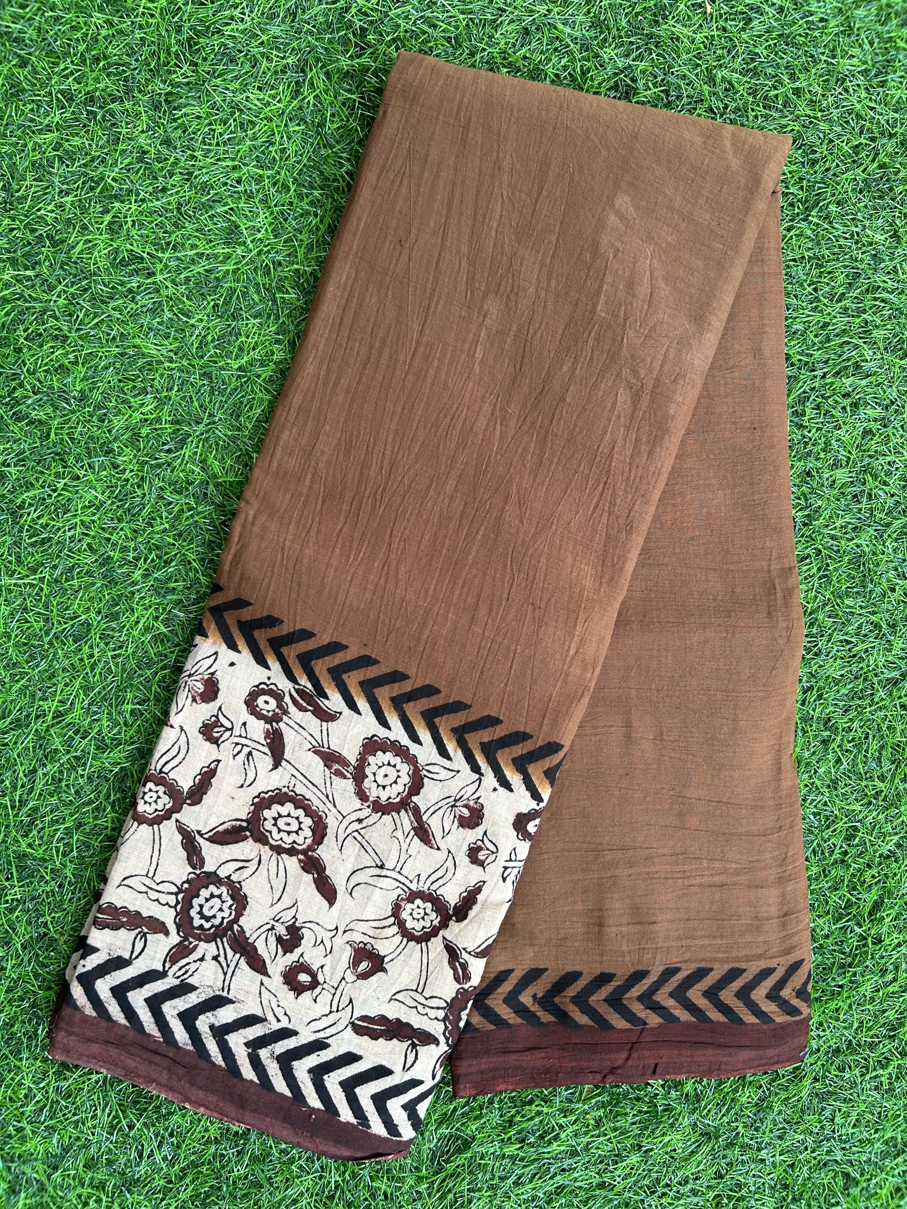 Kalamkari Cotton Kaddi Border Saree KCS-HPGB-M007