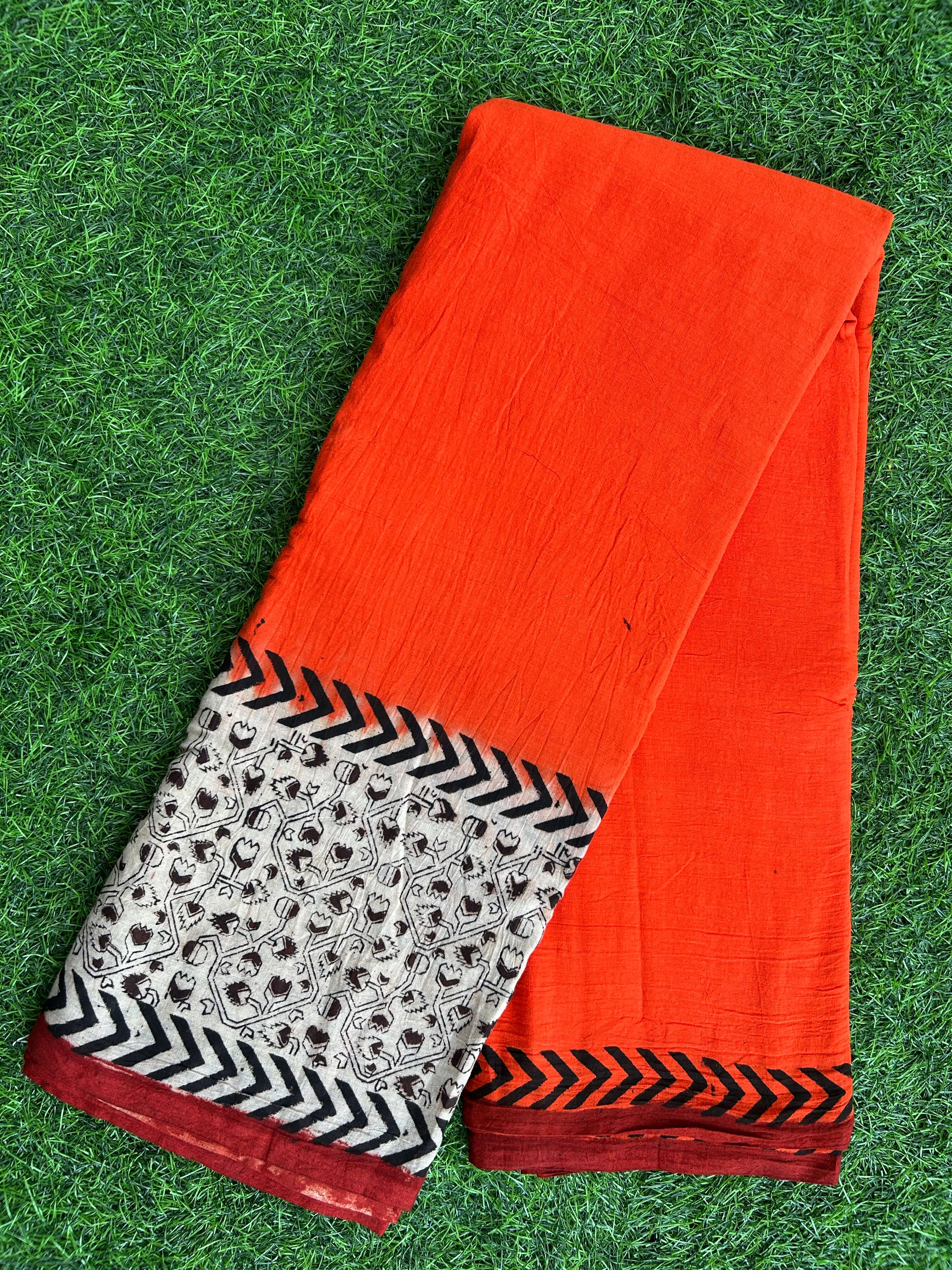 Kalamkari Cotton Kaddi Border Saree KCS-HPGB-M008